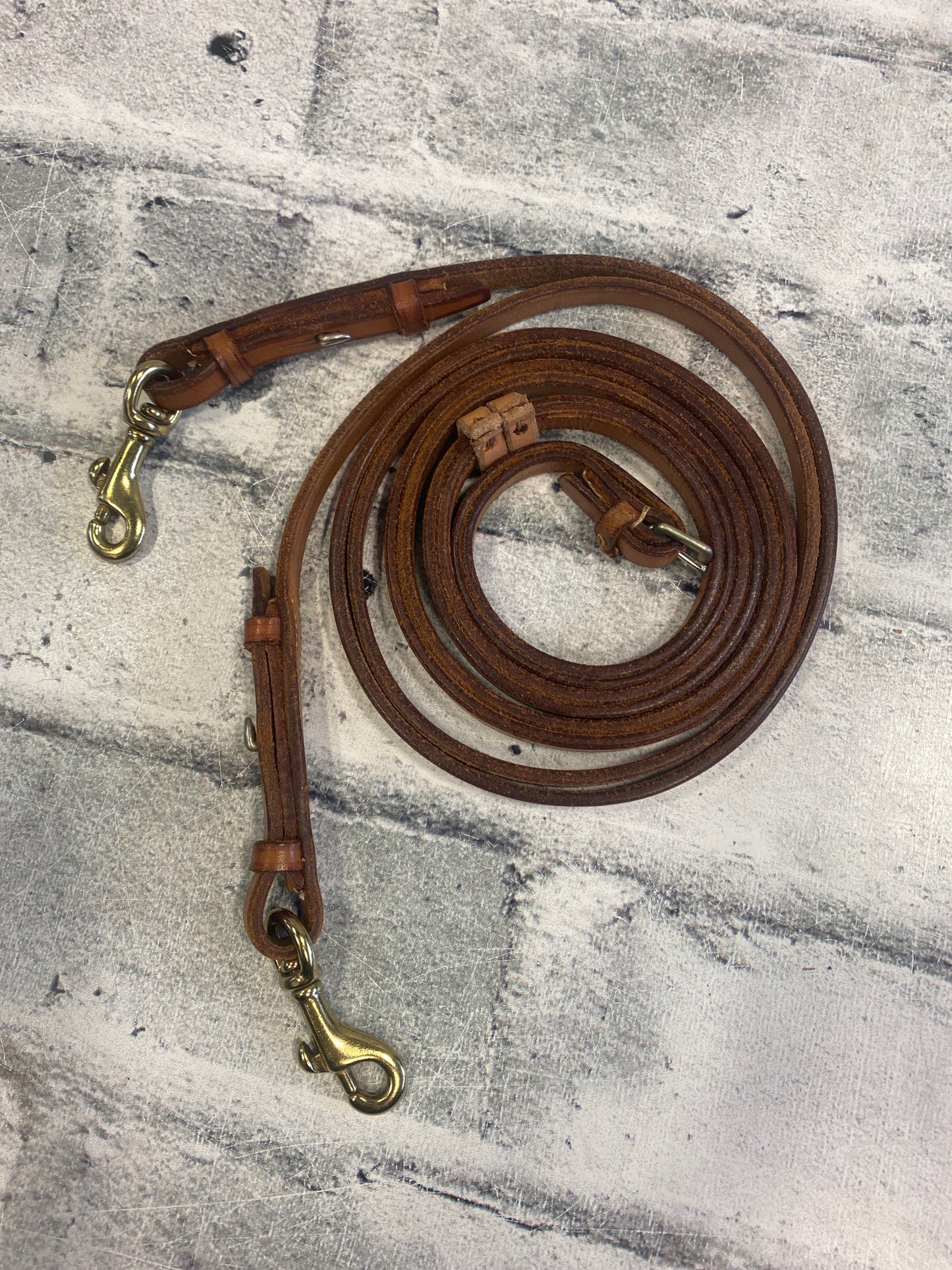 Curb Rein Double Dog Leash Havana 53"