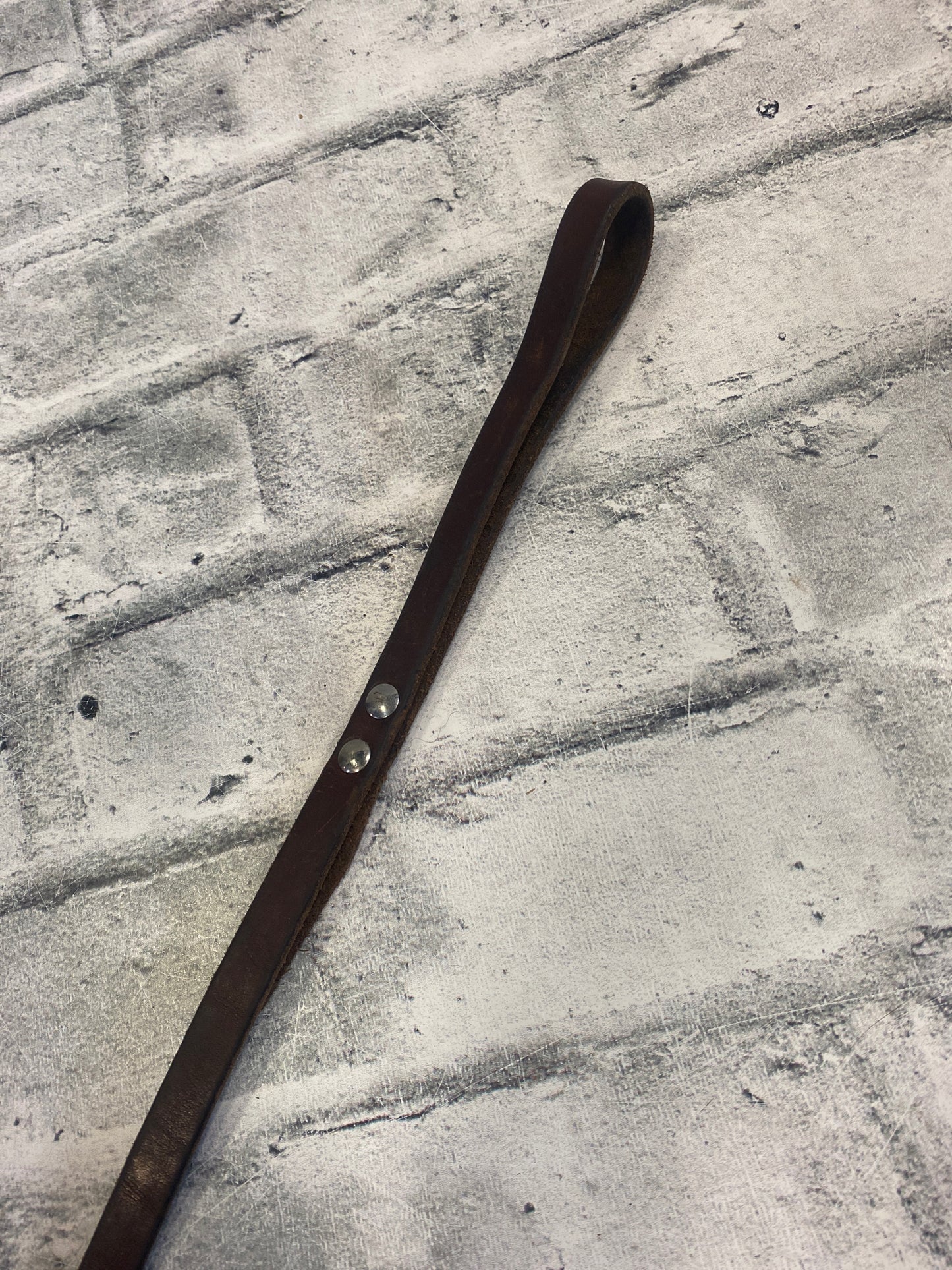 Flat Leather Dog Leash w Chain Brown 62"