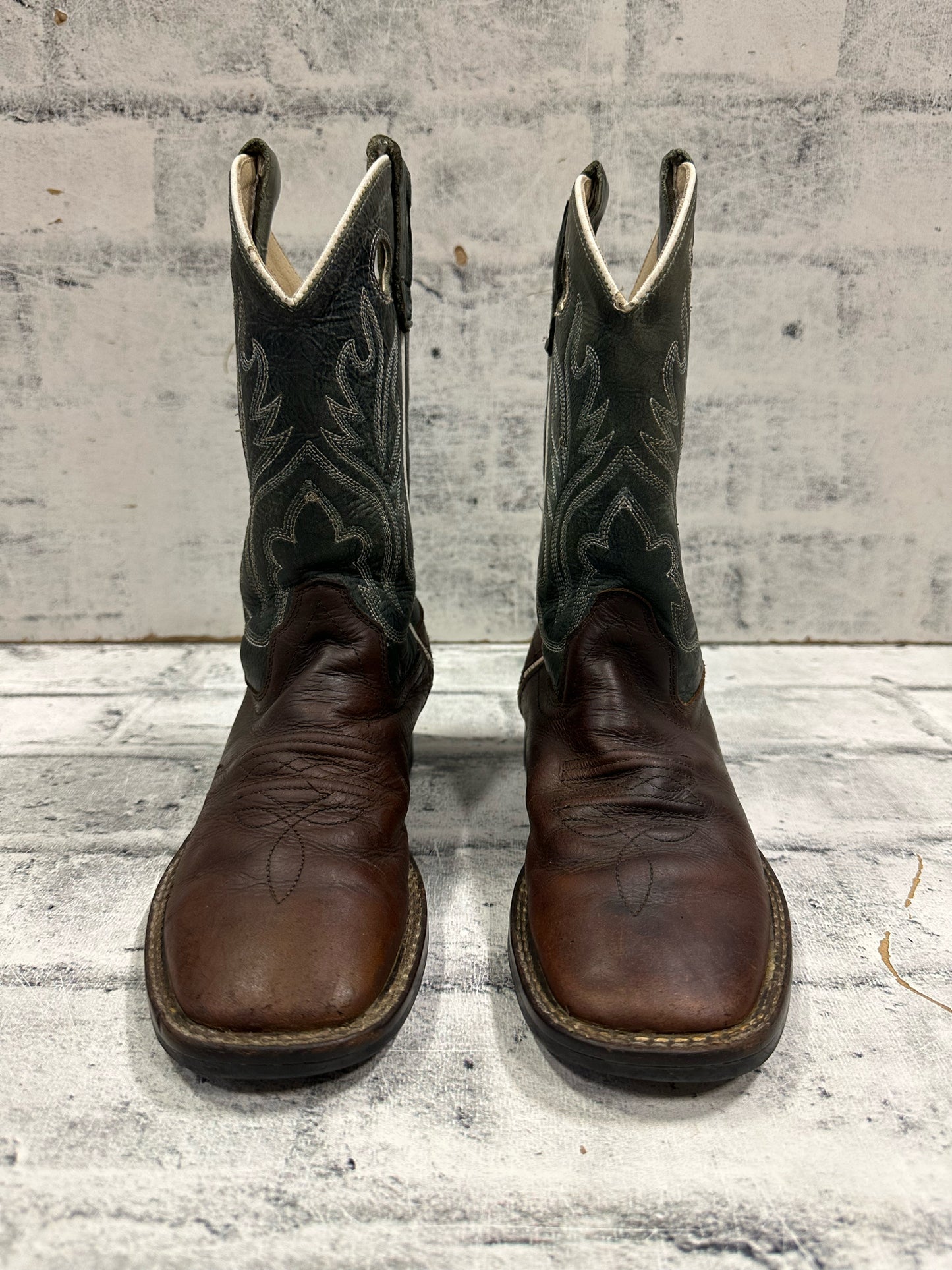 Old West Square Toe Cowboy Boots Sage 3D