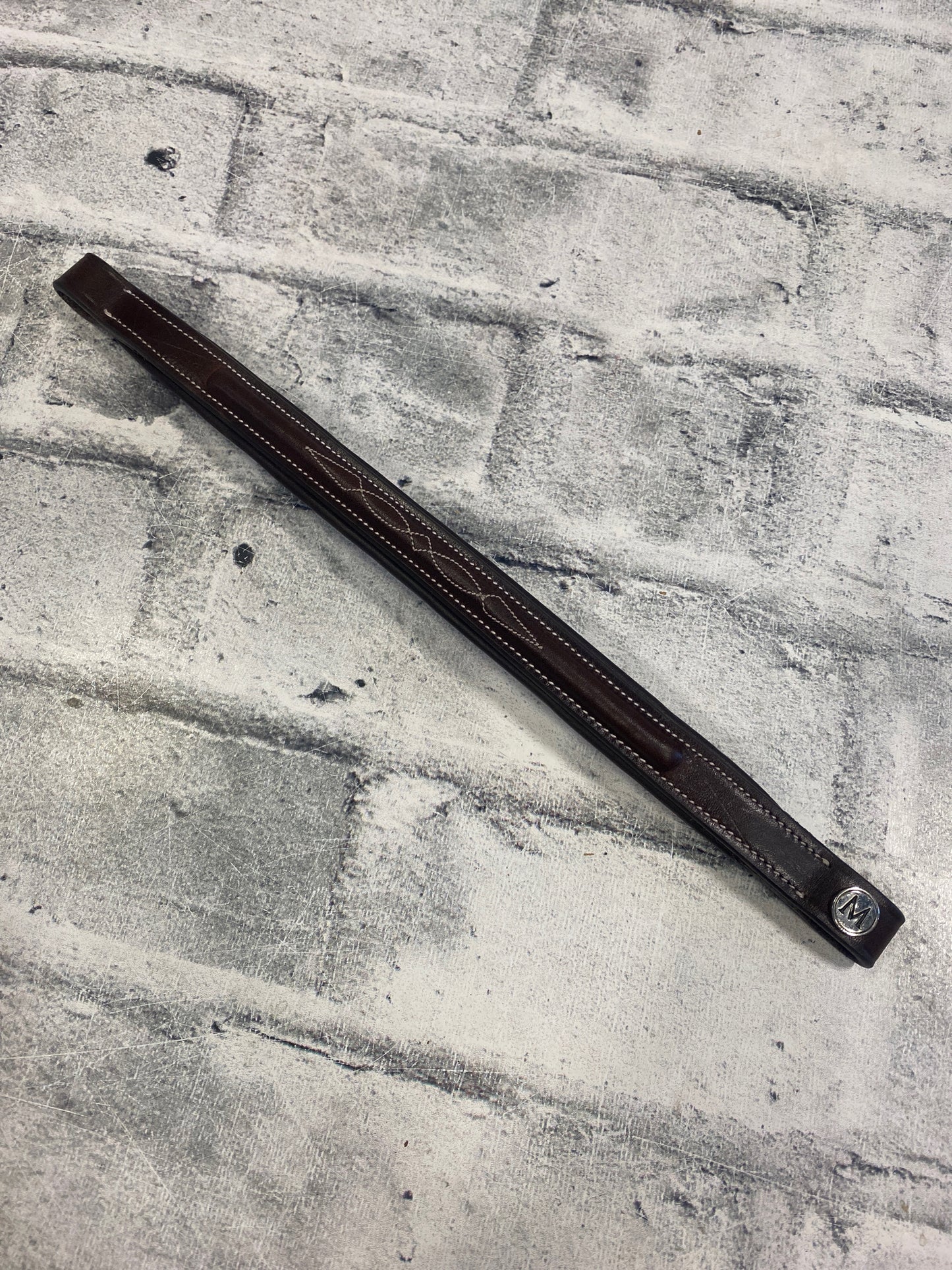13" Mondega Brown Raised Fancy Stitch Browband