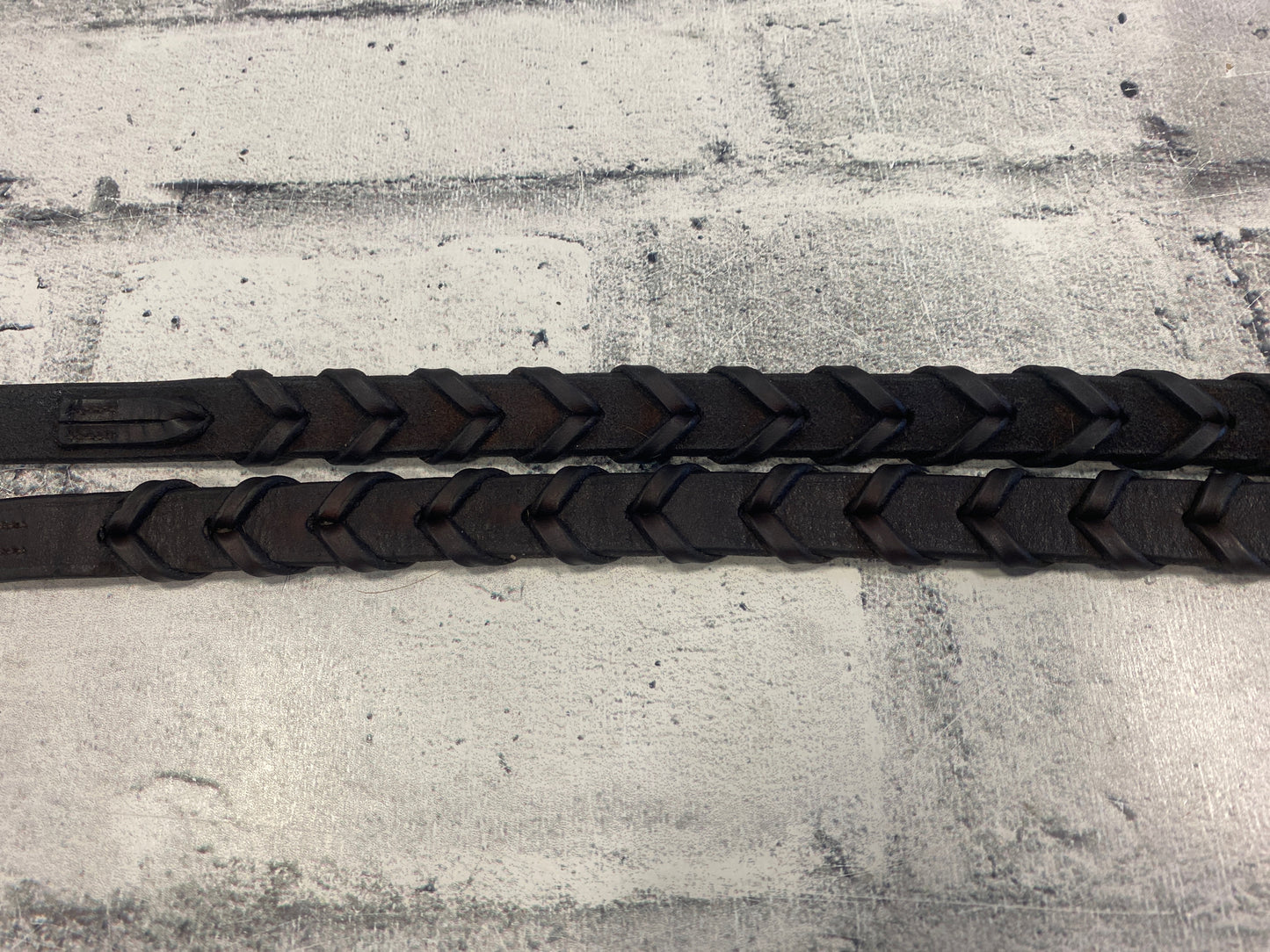 Fancy Stitched Laced Leather Reins Brown