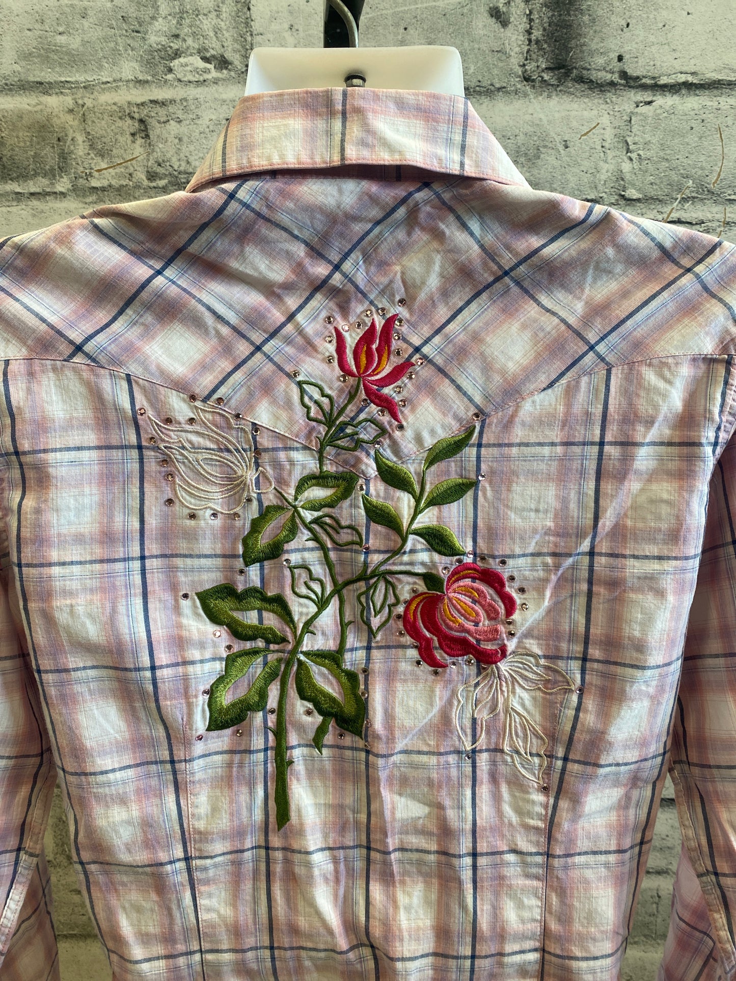 Panhandle LS Button Down Shirt Pink Plaid S