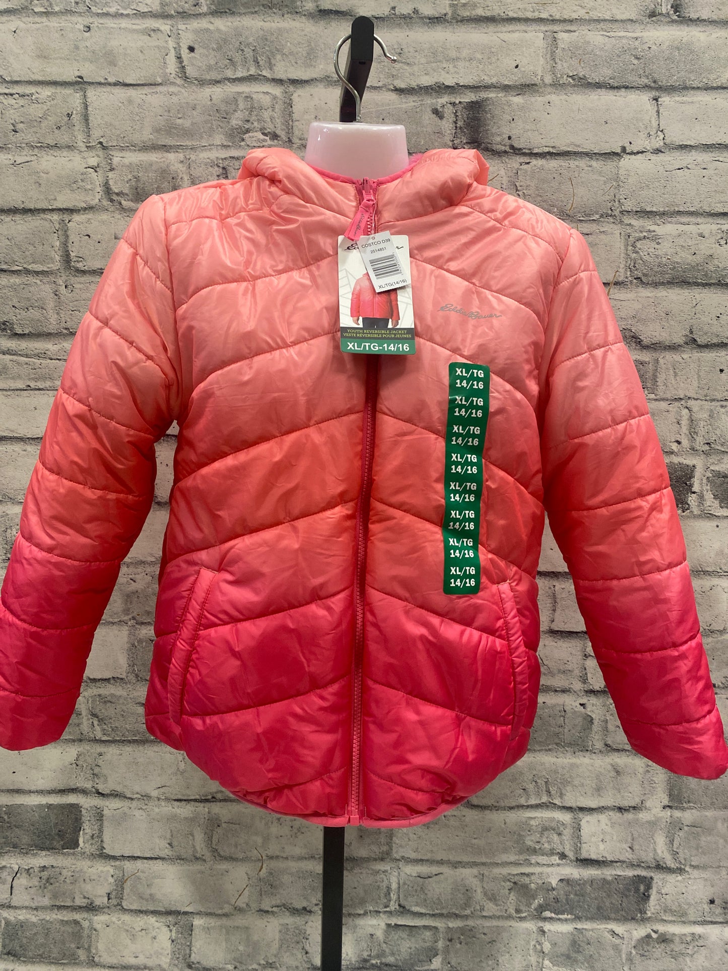 Eddie Bauer Reversible Jacket Pink Youth XL NEW