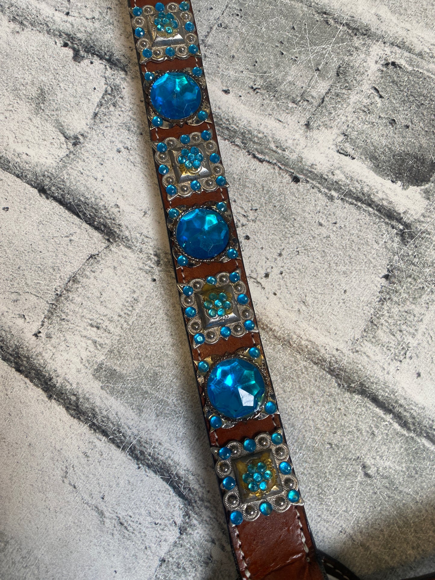 Western Blue Jewel Headstall + Reins + Breast Collar NEW