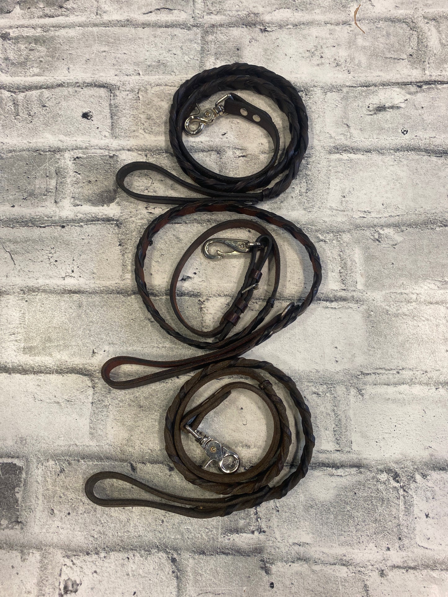 Laced Rein Dog Leash Brown 42-45"