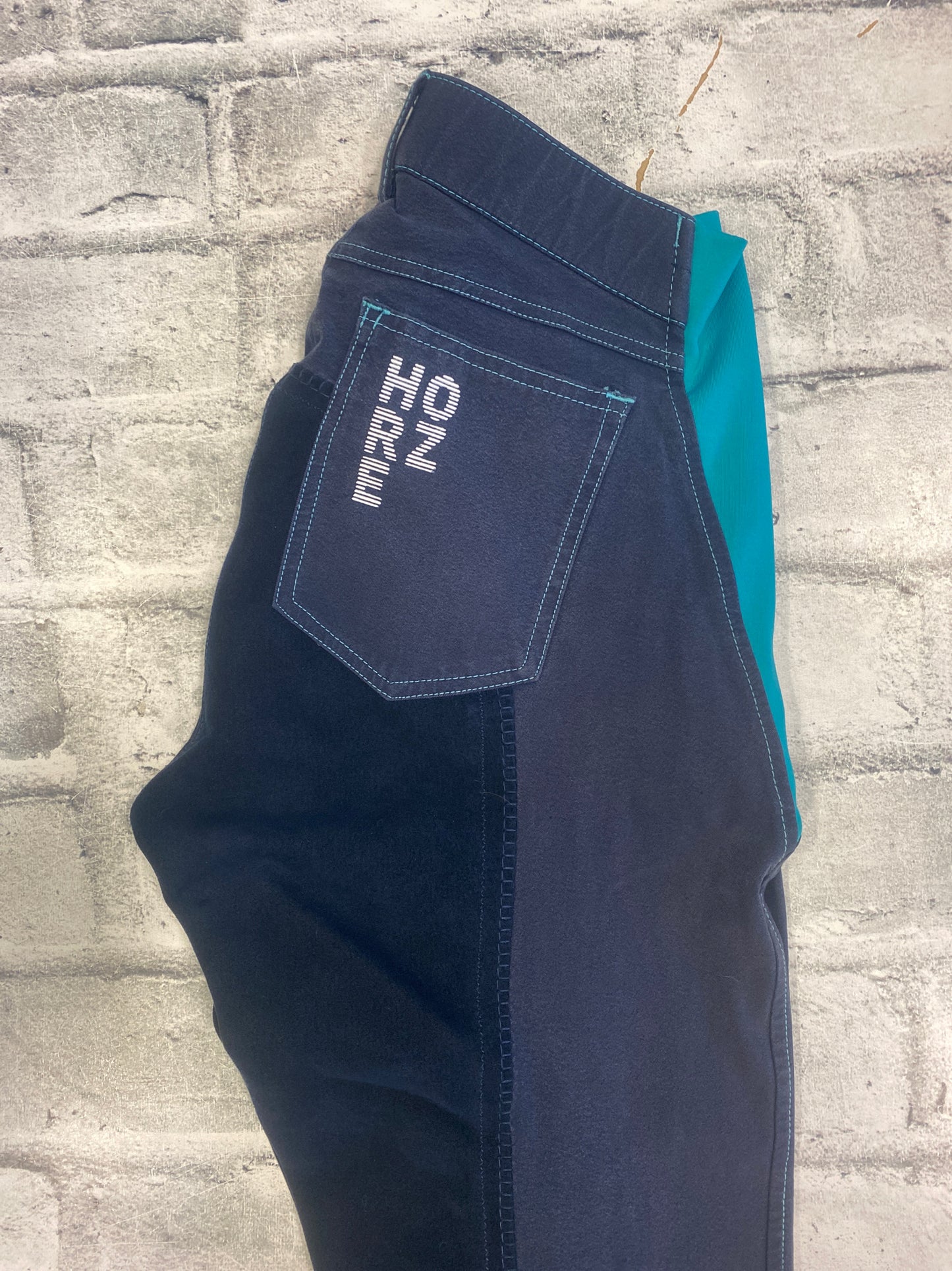 Horze FS Breeches Navy/Turq 28