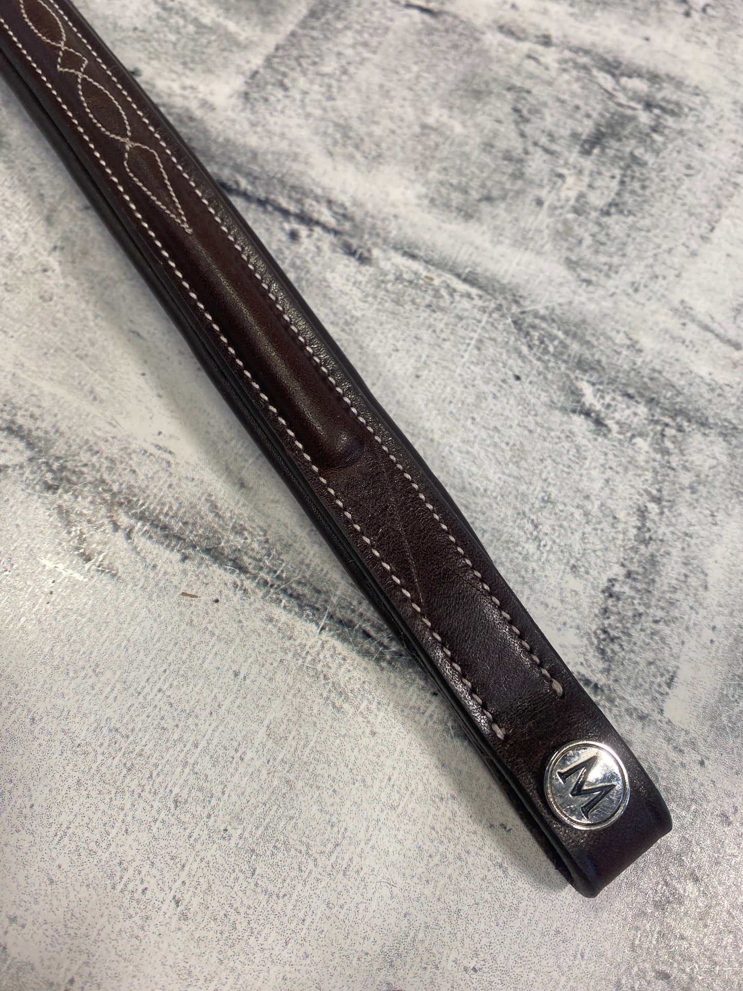 13" Mondega Brown Raised Fancy Stitch Browband