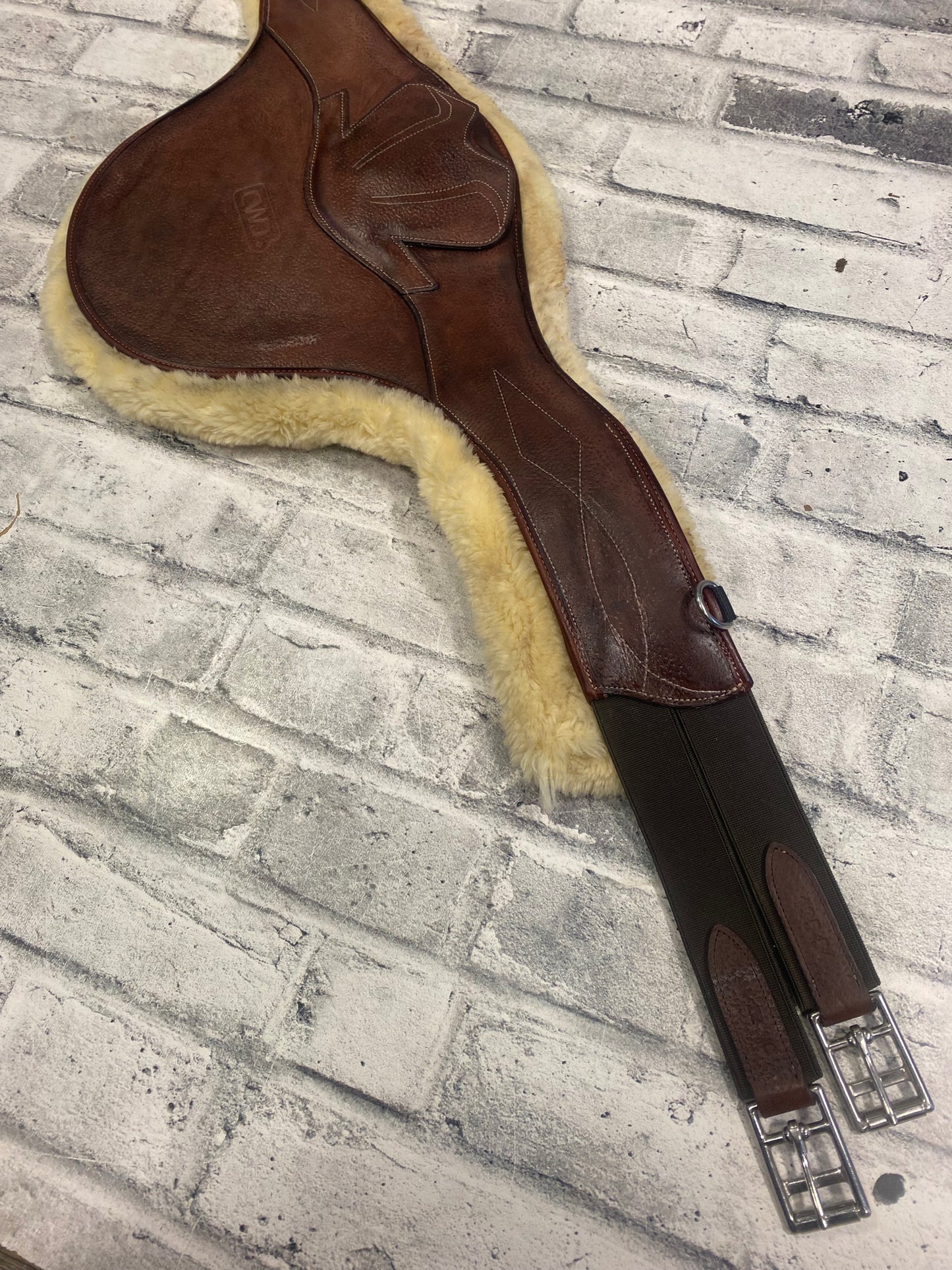54" CWD Belly Guard Girth w Sheepskin Brown