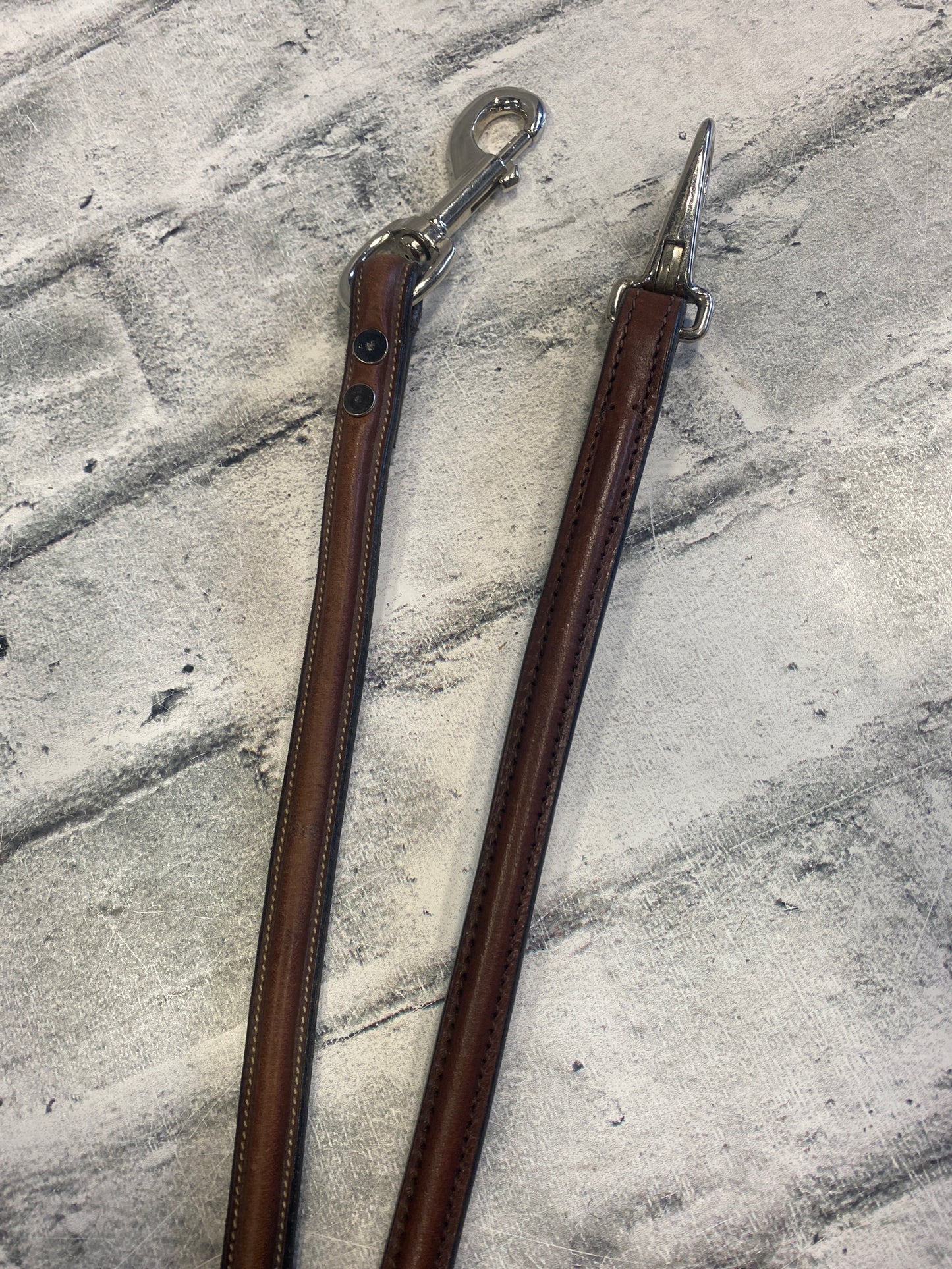 Raised Leather Dog Leash Brown 48-52"