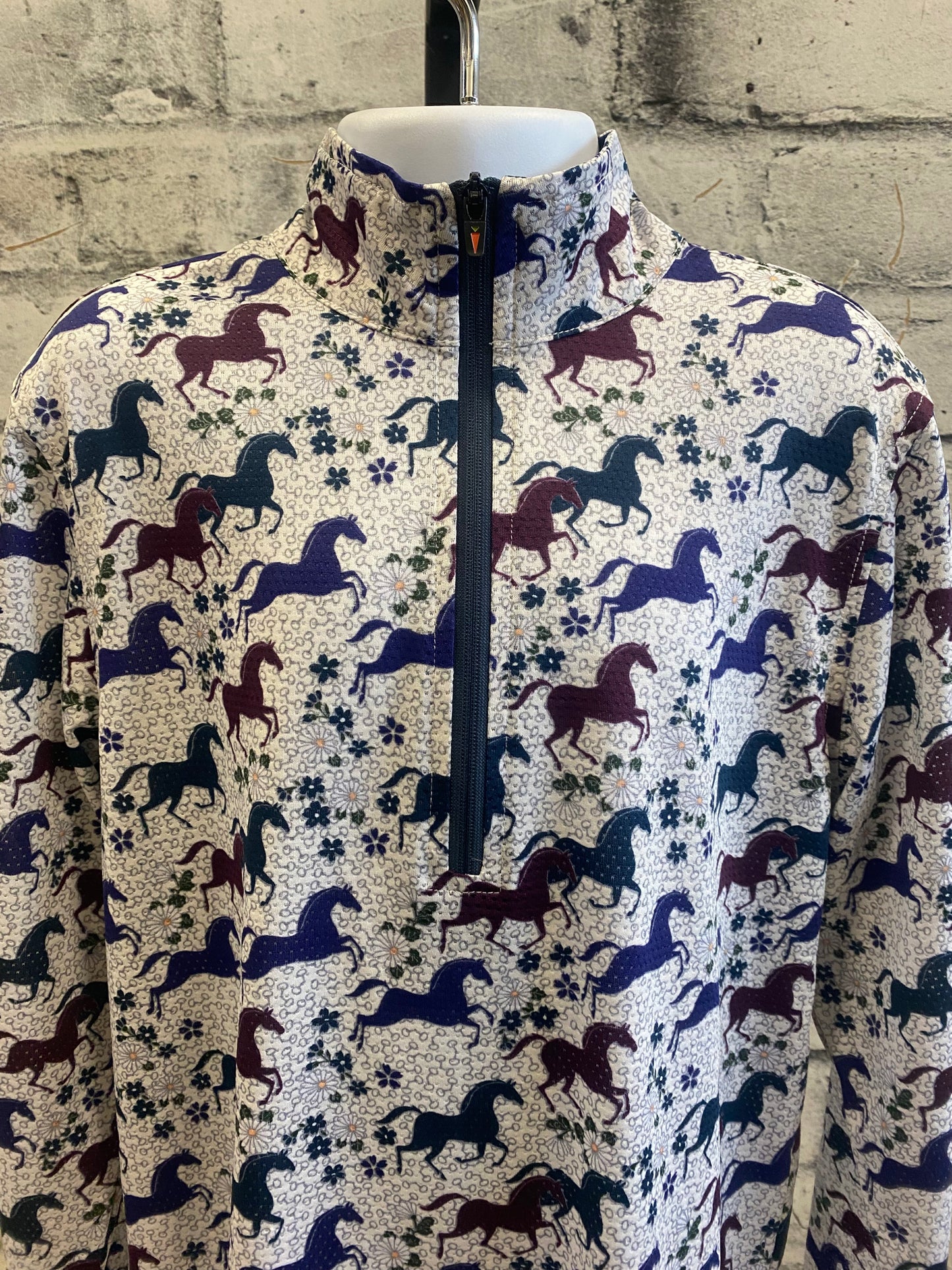 Kerrits 1/4 Zip LS Shirt Horse Print Childrens M