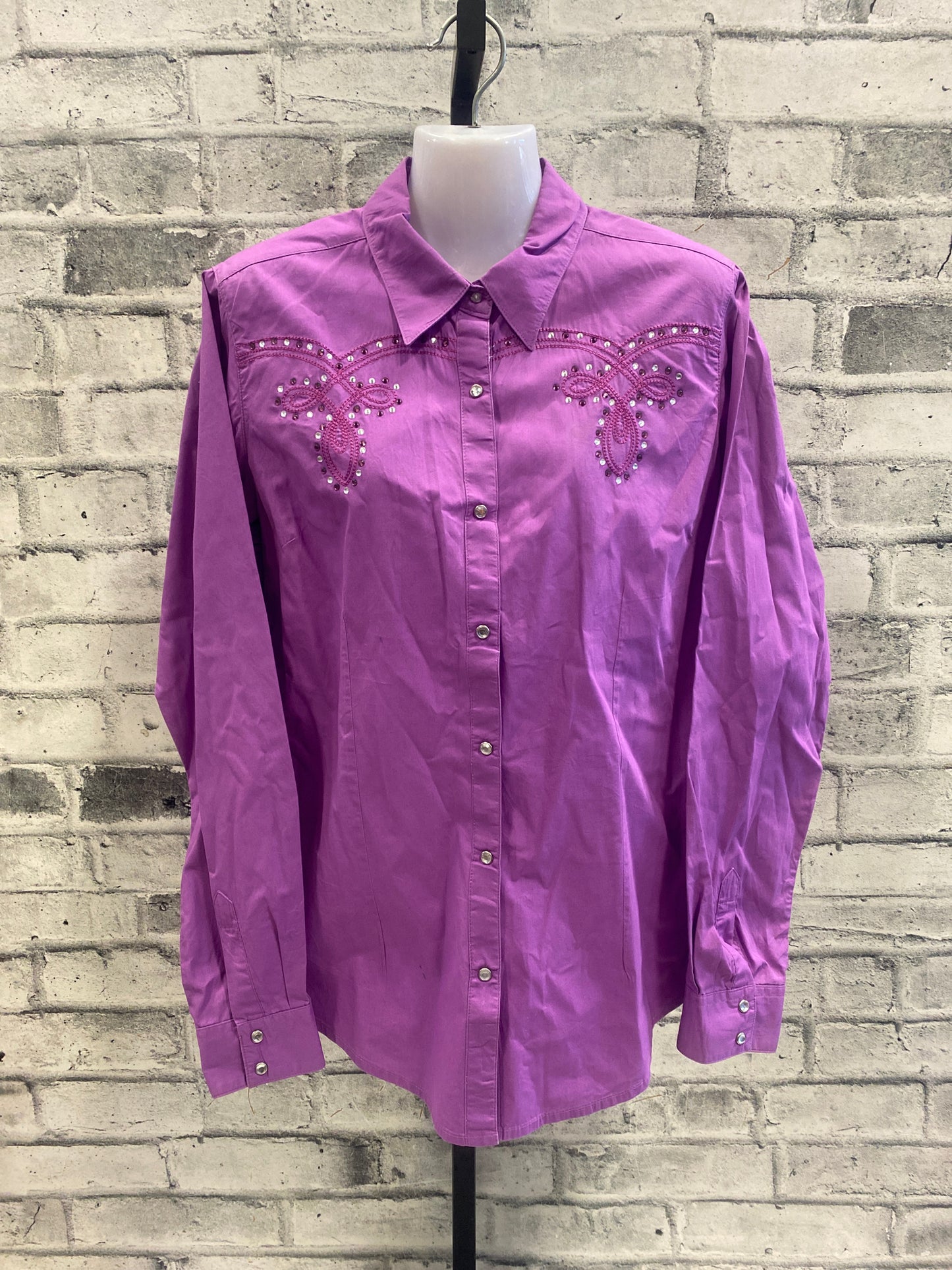 Wrangler Button Down LS Shirt Magenta L