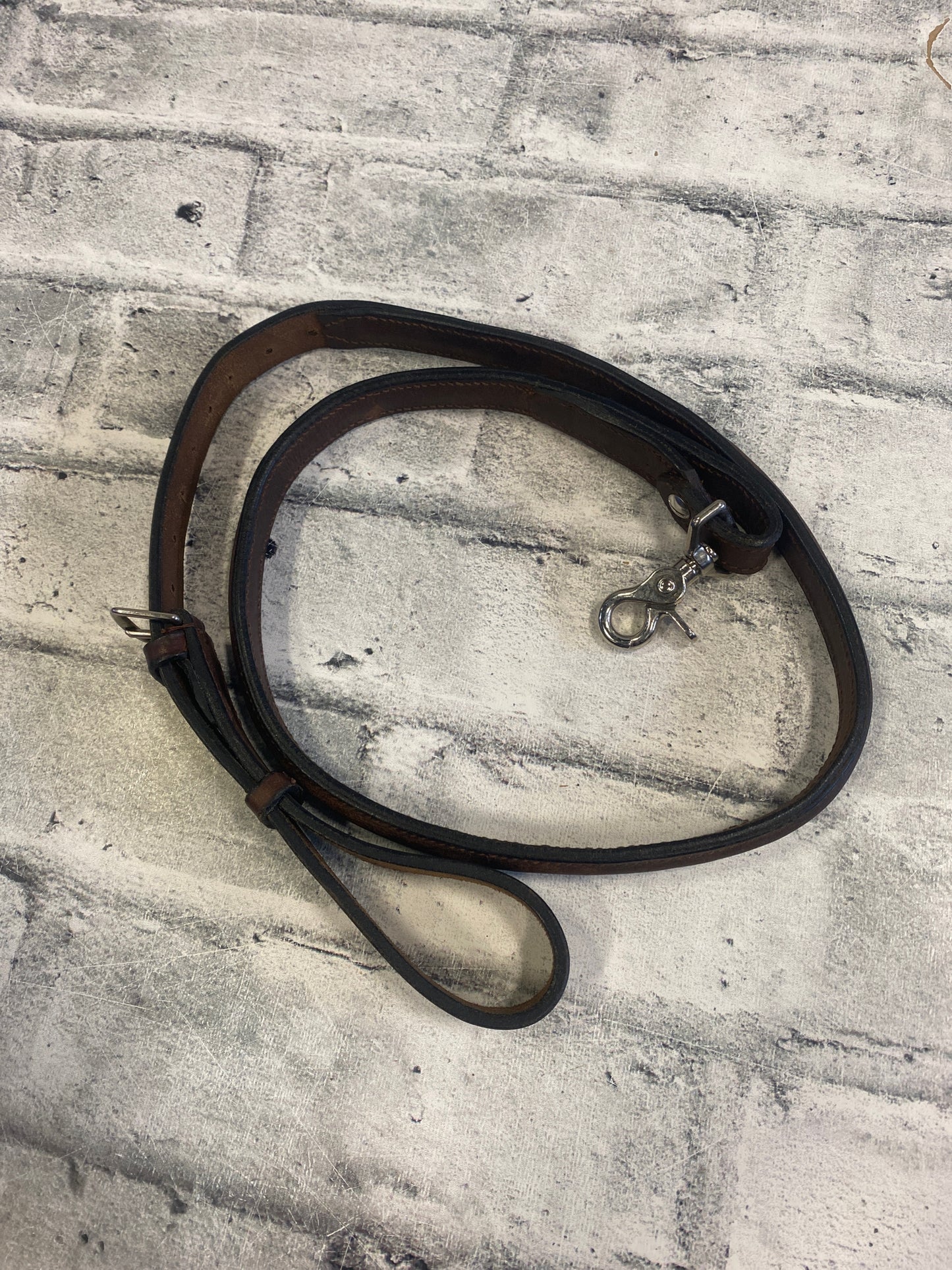 Wide Raised Leather Dog Leash Brown 44-54"