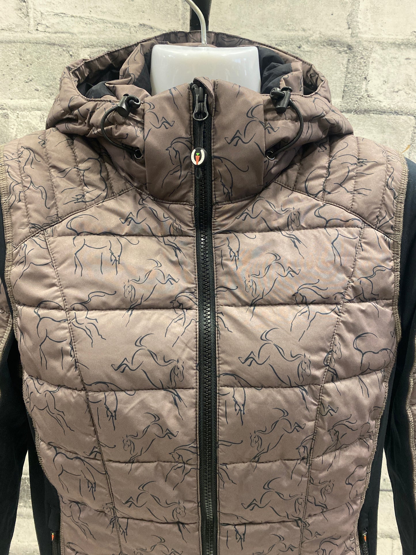 Kerrits Puffer Jacket Brown Horse Print S