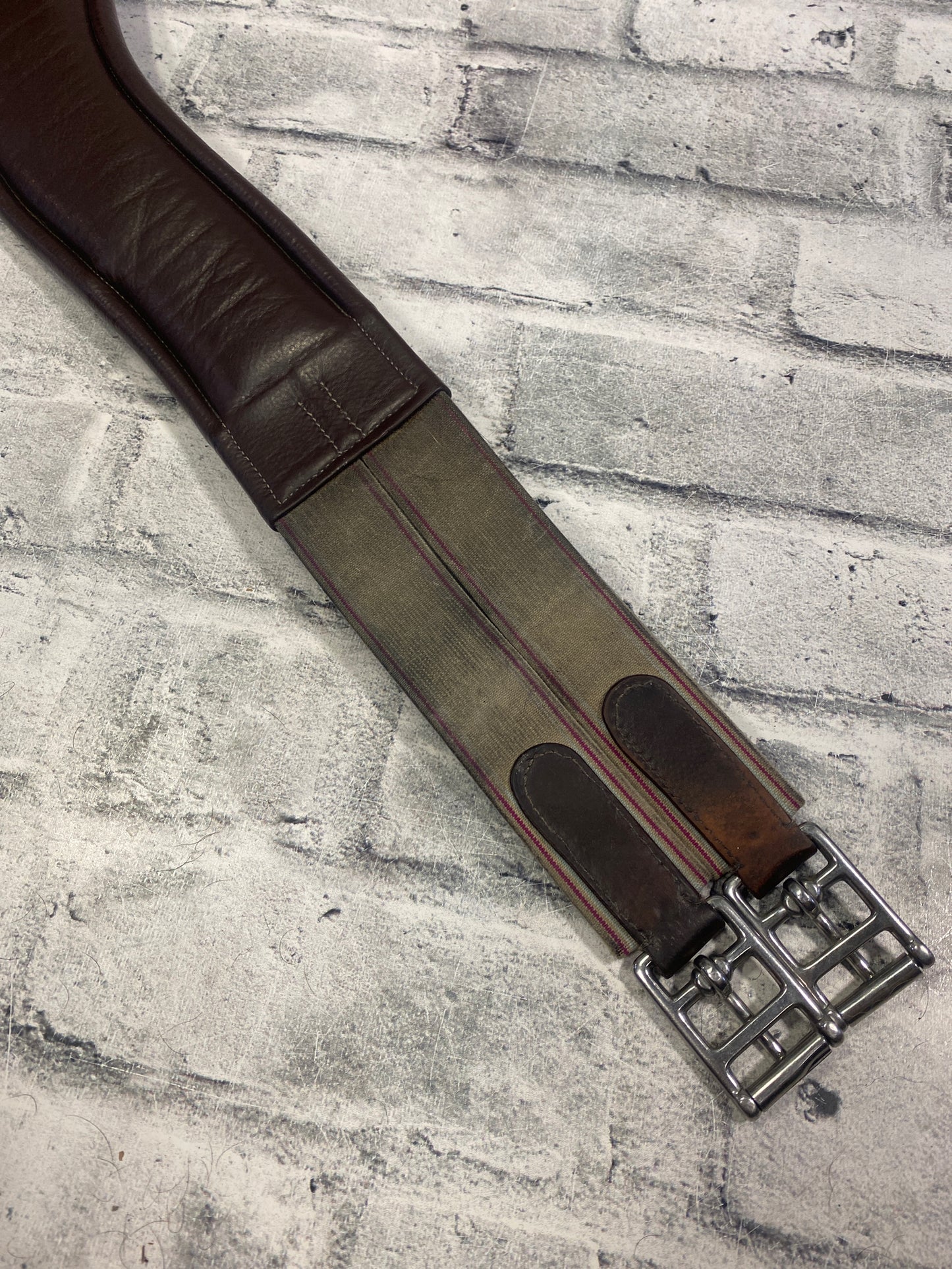 50" Leather Anatomic Girth with Double Elastics Brown