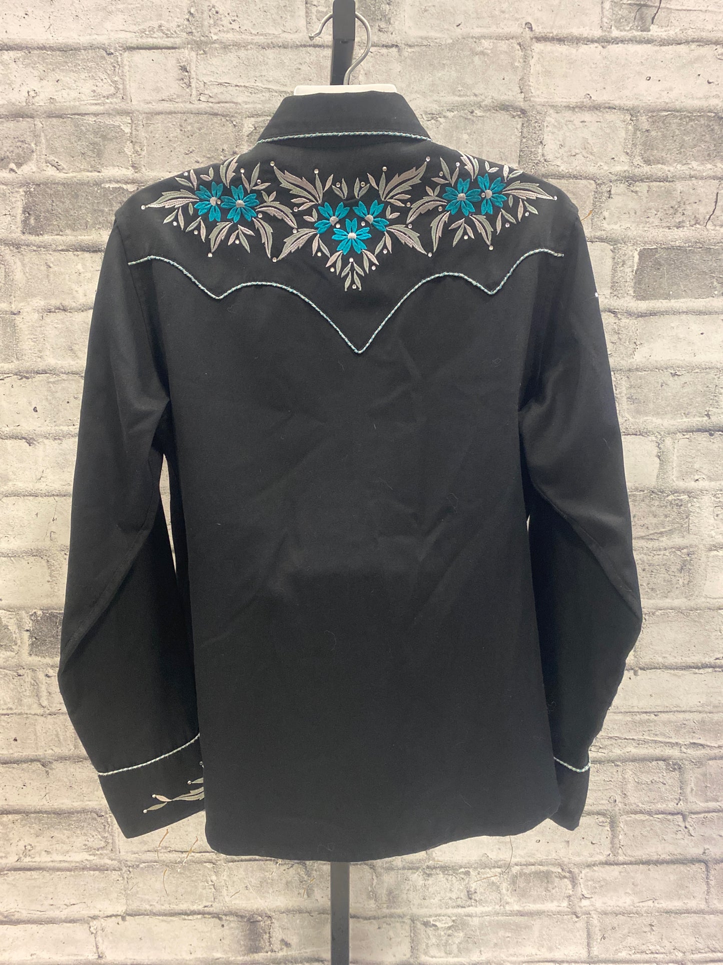 Panhandle Slim Button Down LS Shirt Black/Turq L