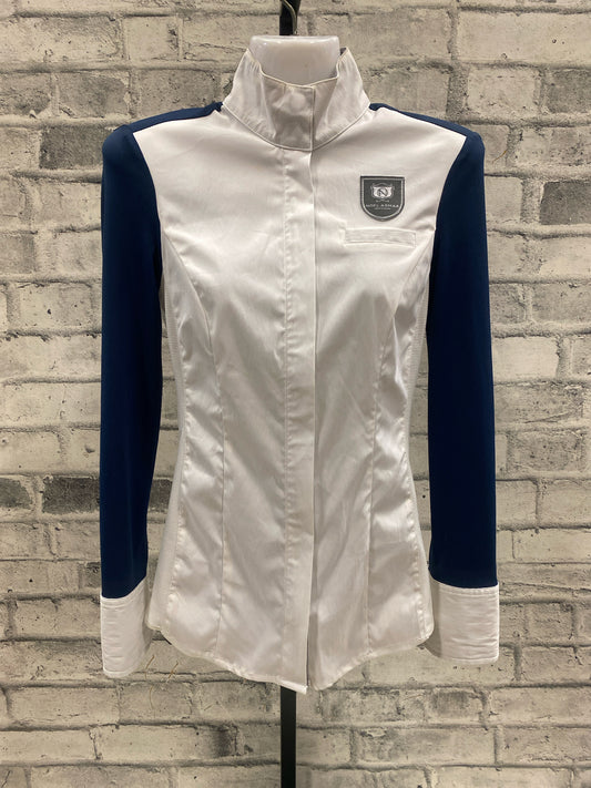 Noel Asmar Zip Up Show Shirt White & Navy XXS