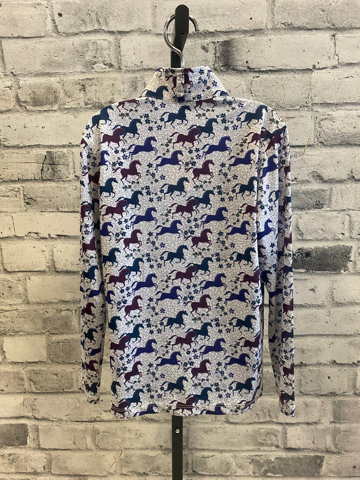 Kerrits 1/4 Zip LS Shirt Horse Print Childrens M