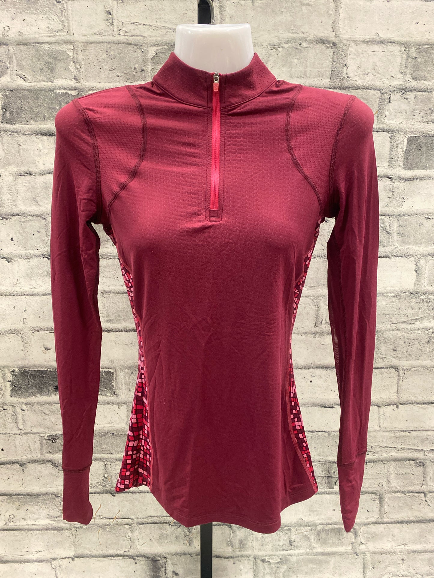 Noble Outfitters LS 1/4 Zip Shirt Burgundy & Pink XS