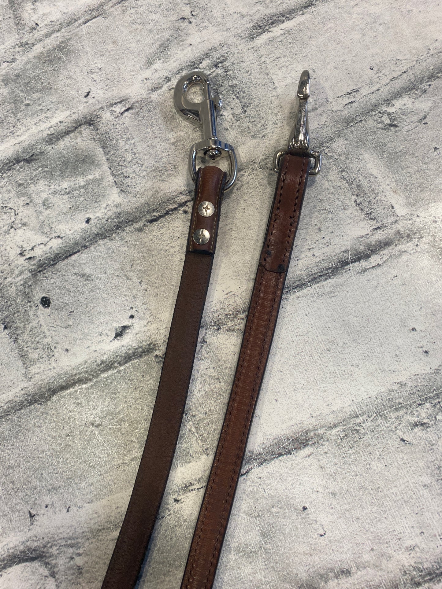 Raised Leather Dog Leash Brown 48-52"