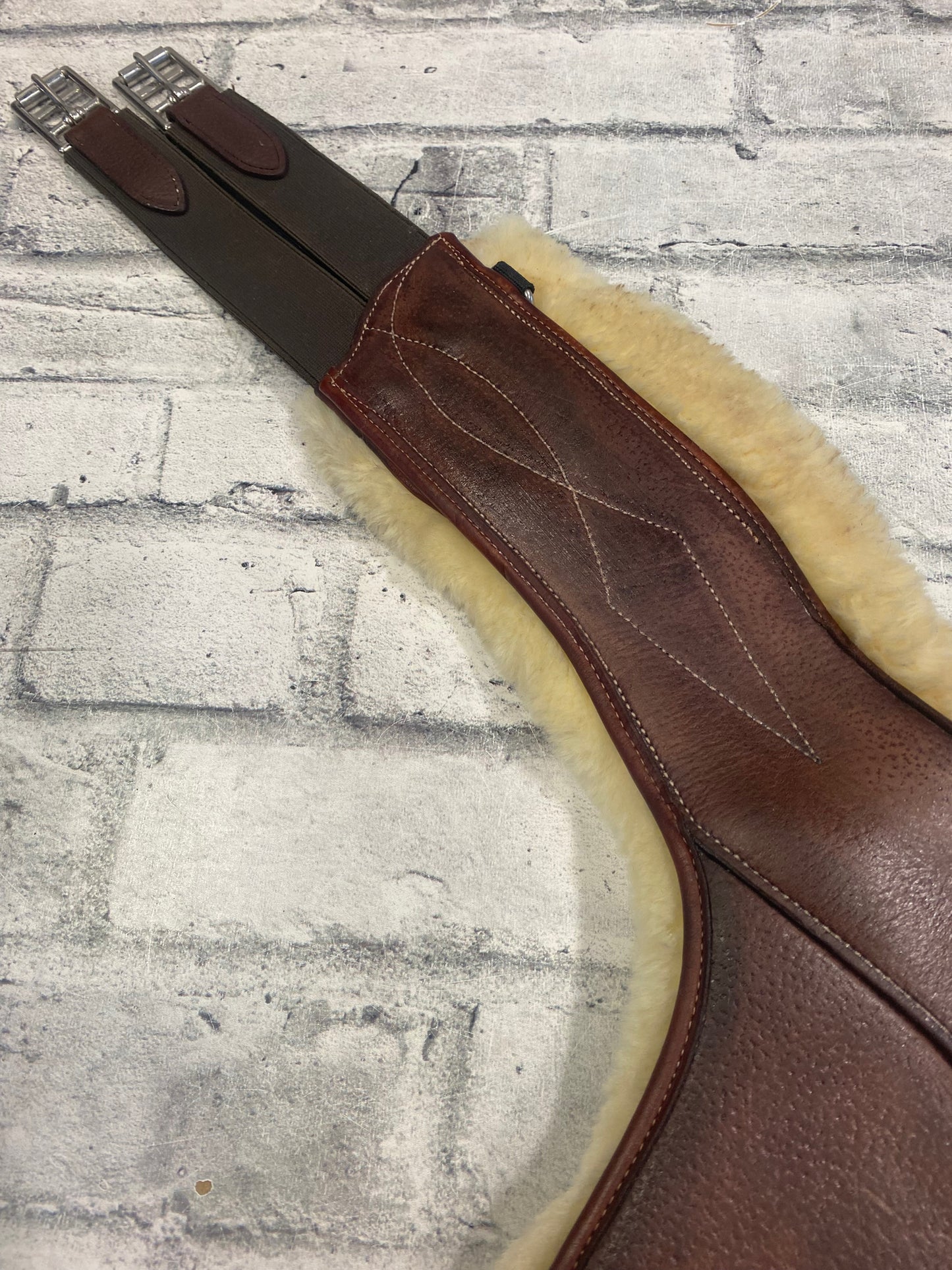 54" CWD Belly Guard Girth w Sheepskin Brown