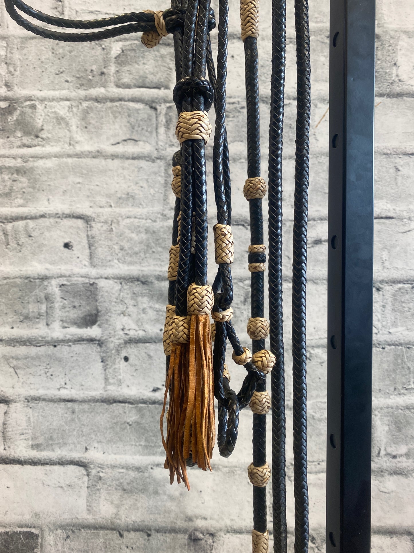 Leather Braided Headstall + Romels Black/Natural NEW