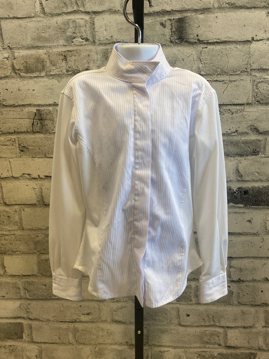 Elation LS Show Shirt White Stripe Childrens 8