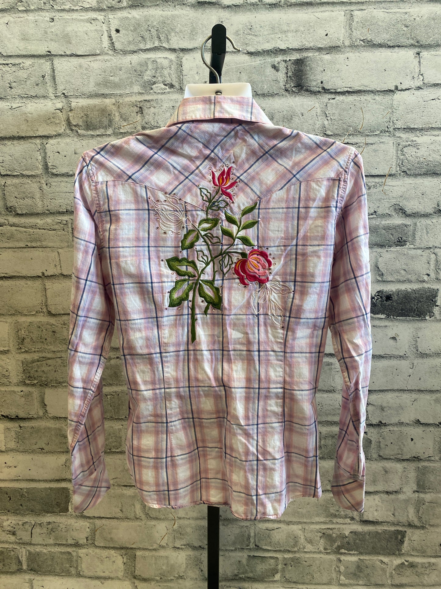 Panhandle LS Button Down Shirt Pink Plaid S