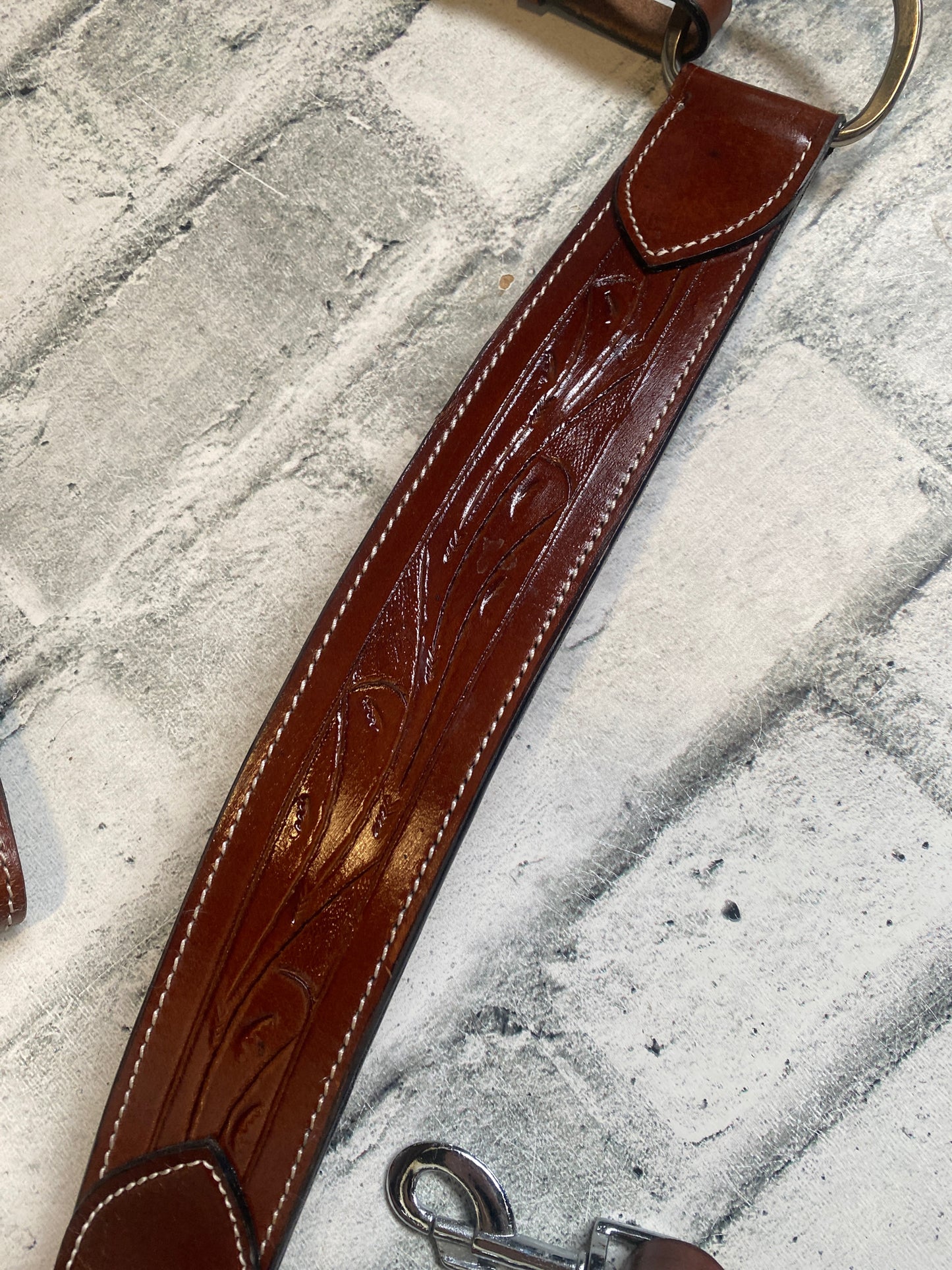 Western Tooled Leather Headstall + Reins + Breast Collar NEW