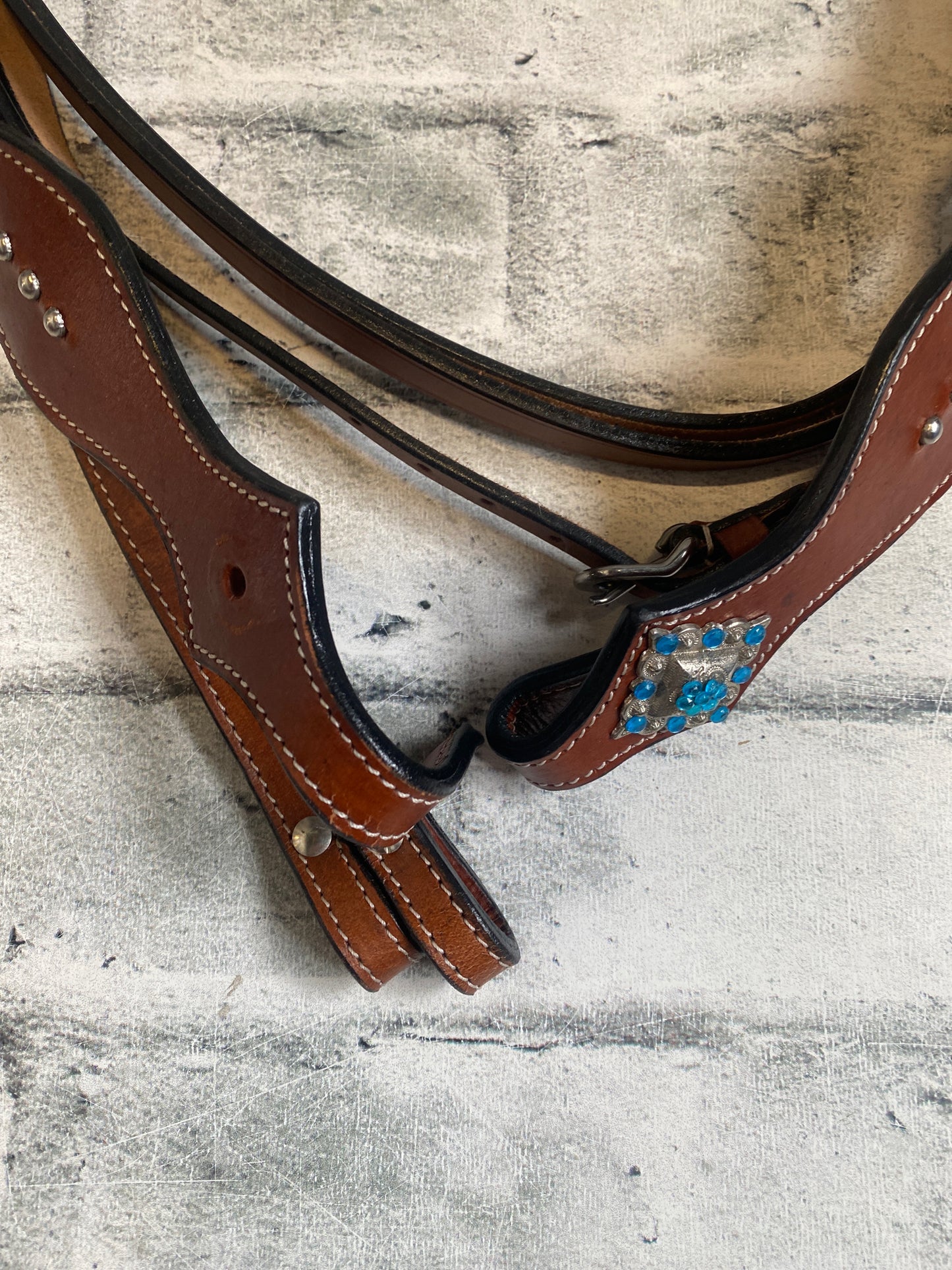 Western Blue Jewel Headstall + Reins + Breast Collar NEW