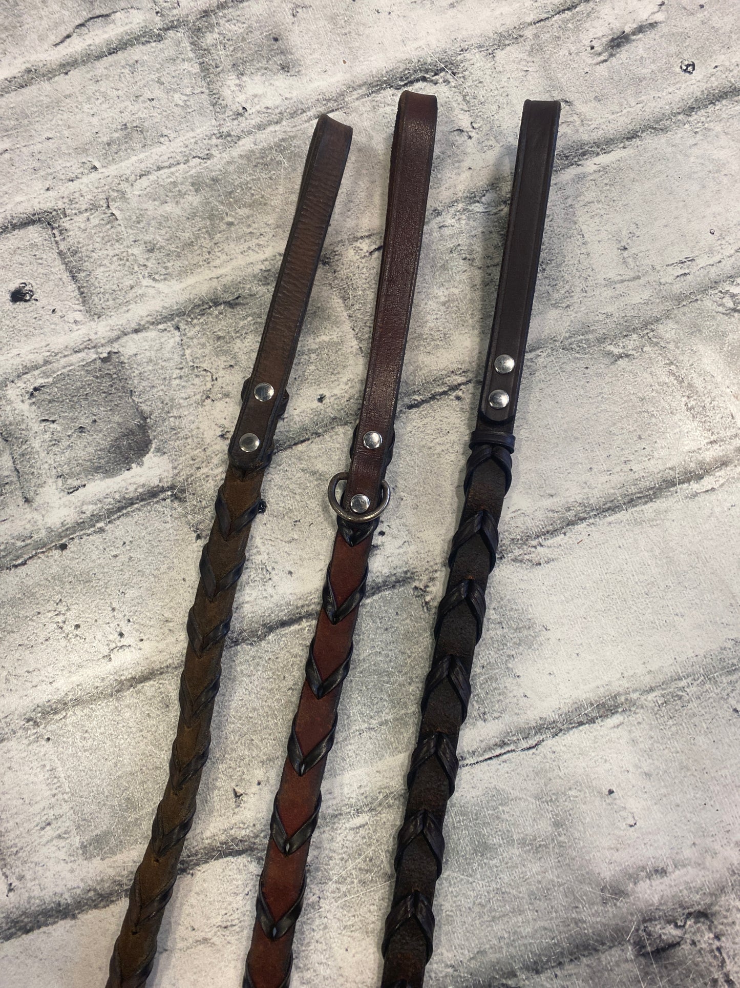 Laced Rein Dog Leash Brown 42-45"