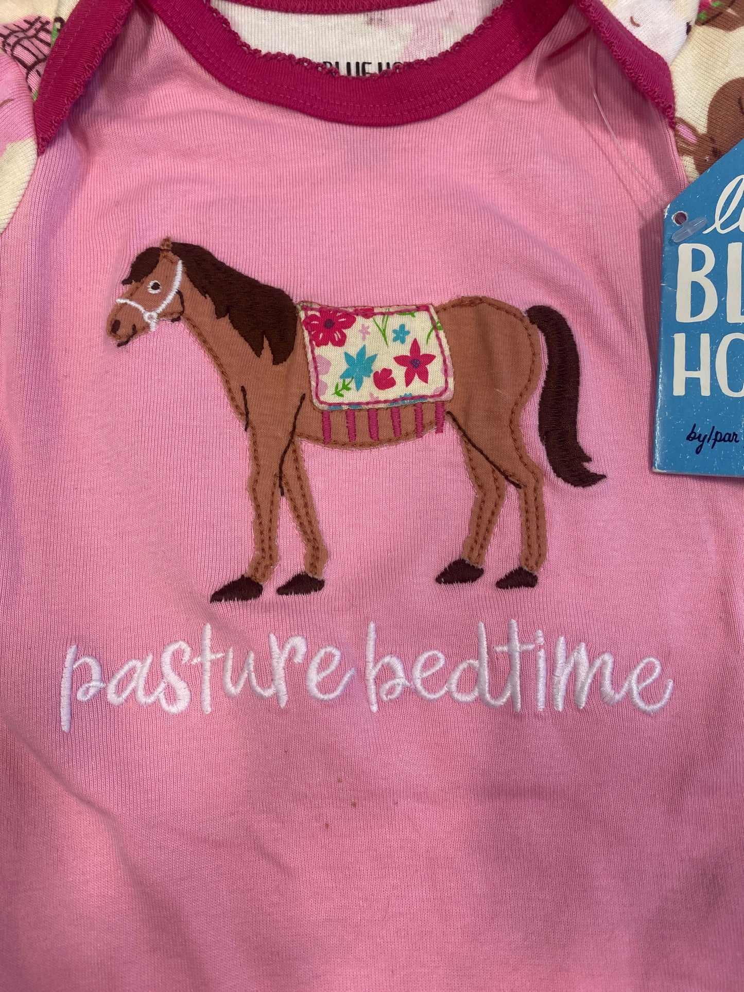 Little Blue House Onesie + Hat Pony Print 6-12m NEW