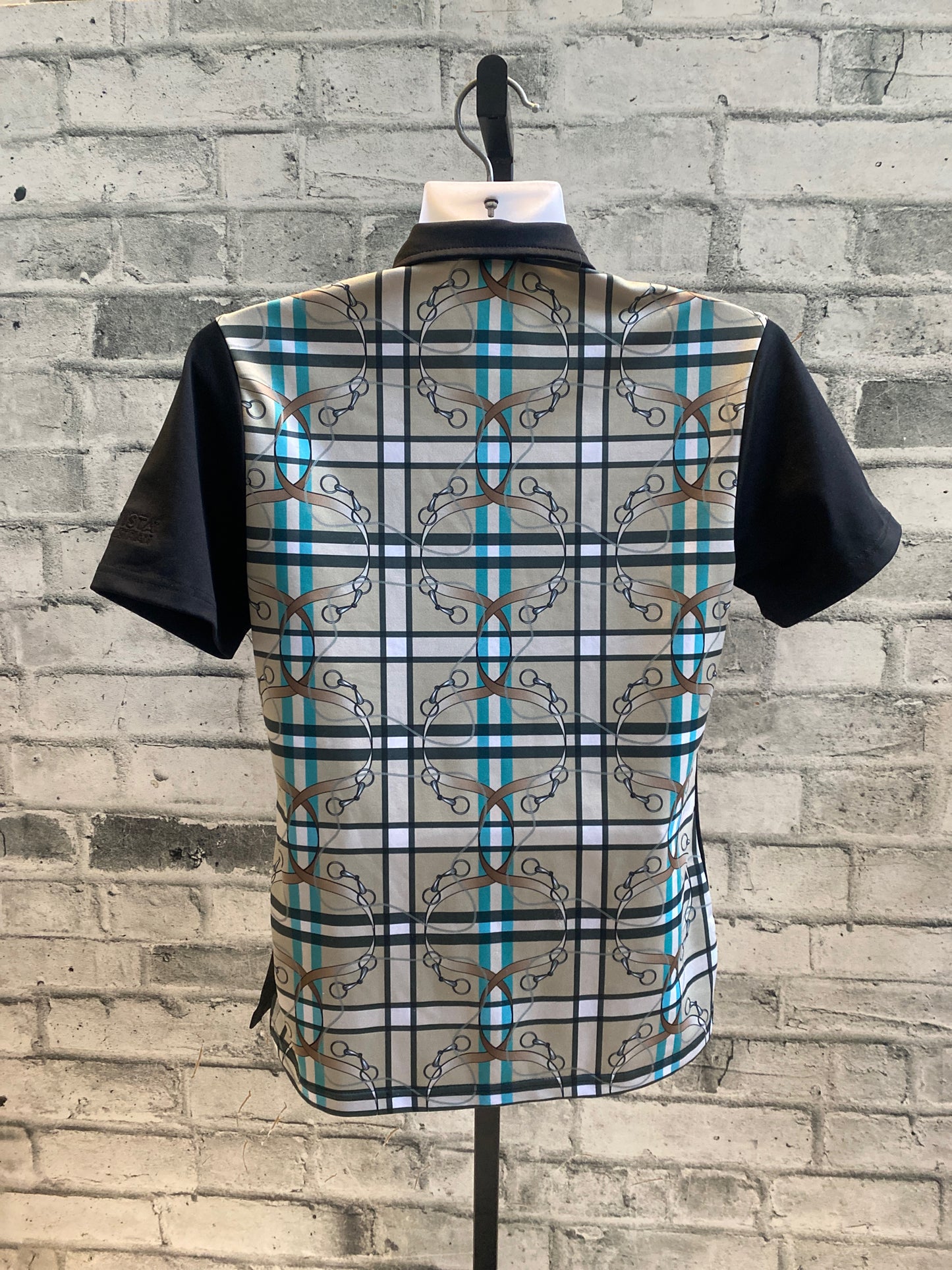 Arista Equestrian Tack Print Zip Up Polo Shirt S