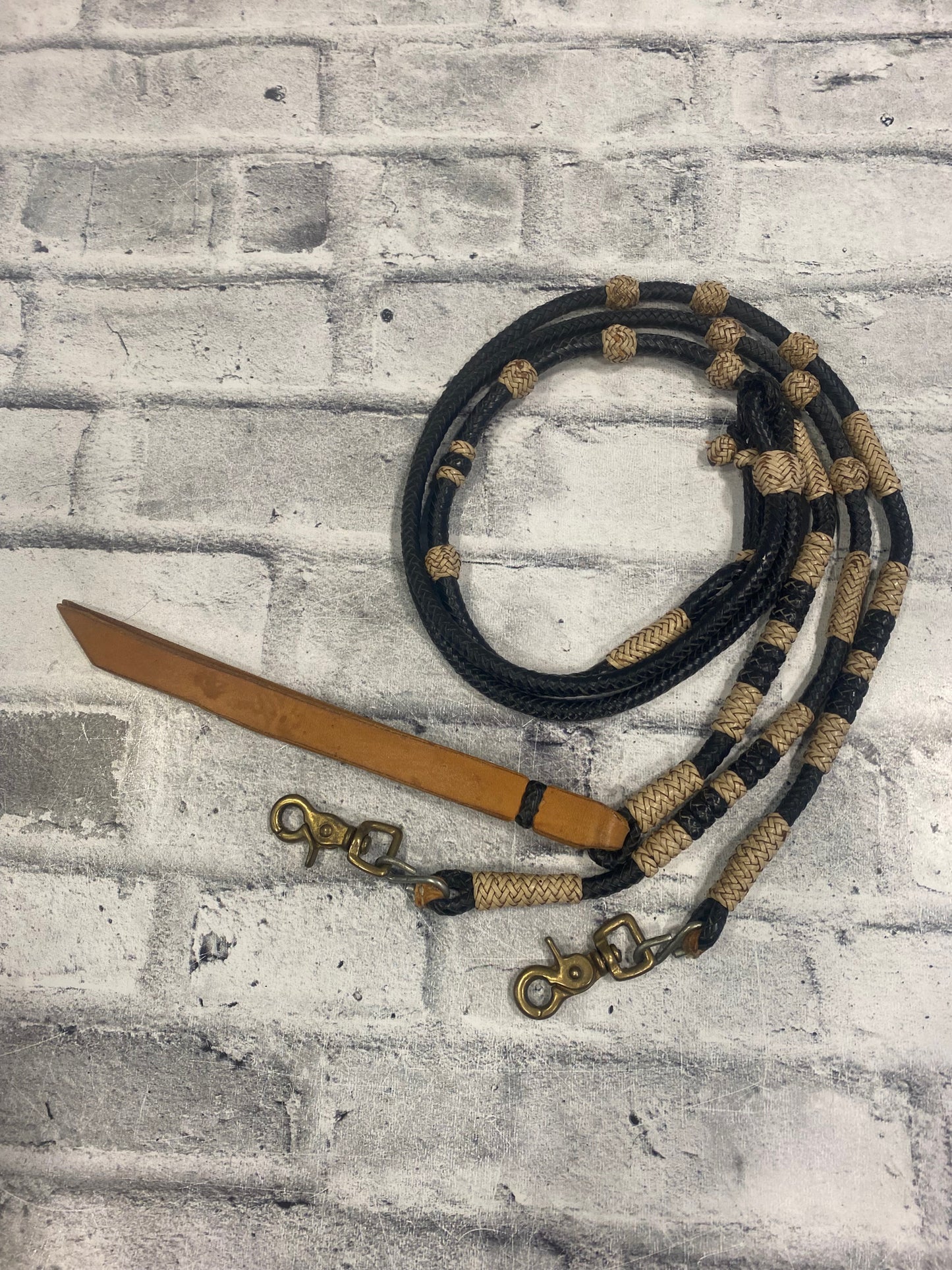 Leather Braided Headstall + Romels Black/Natural NEW