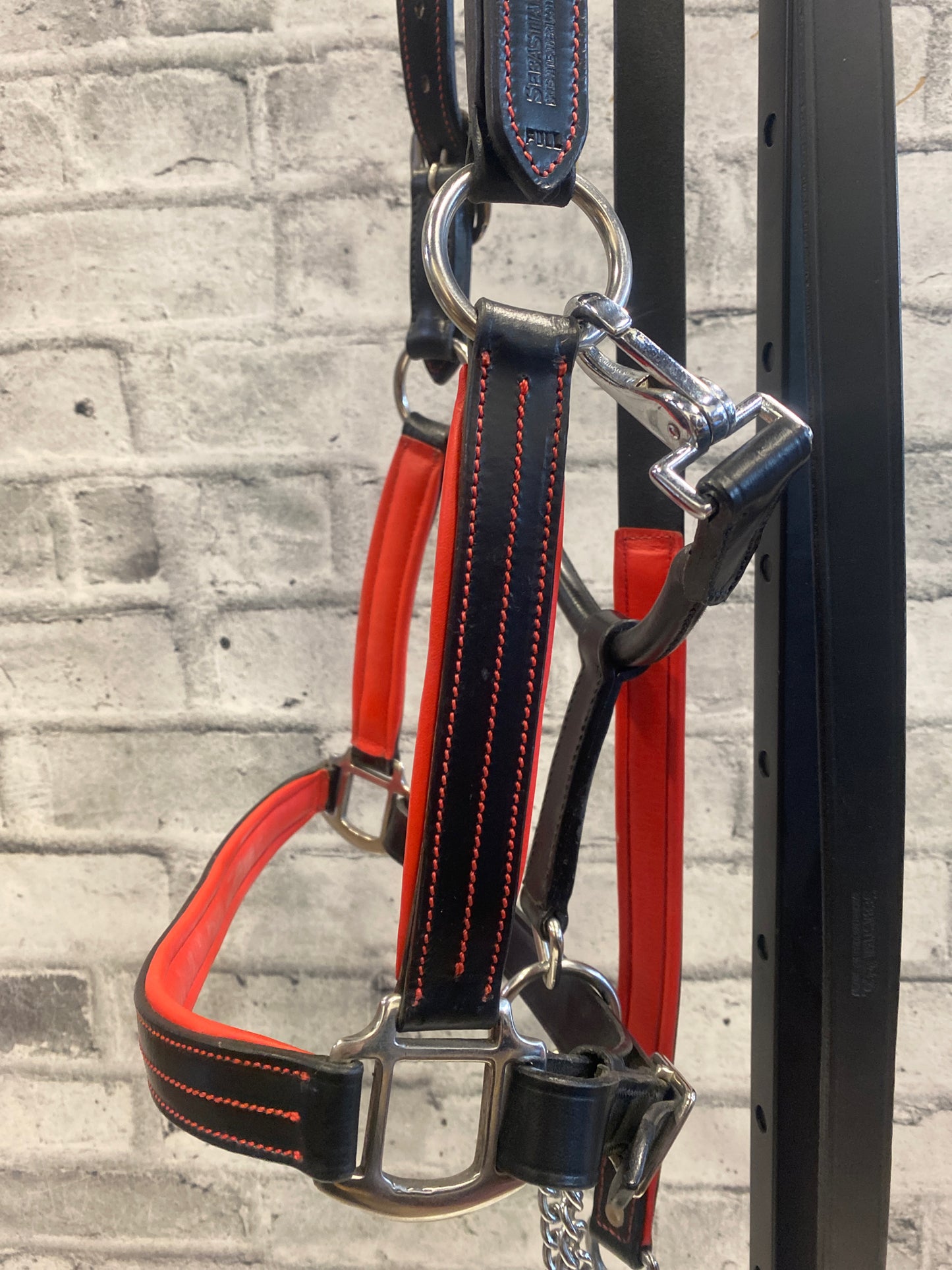 Sebastian + Co Leather Halter + Lead Red/Black F
