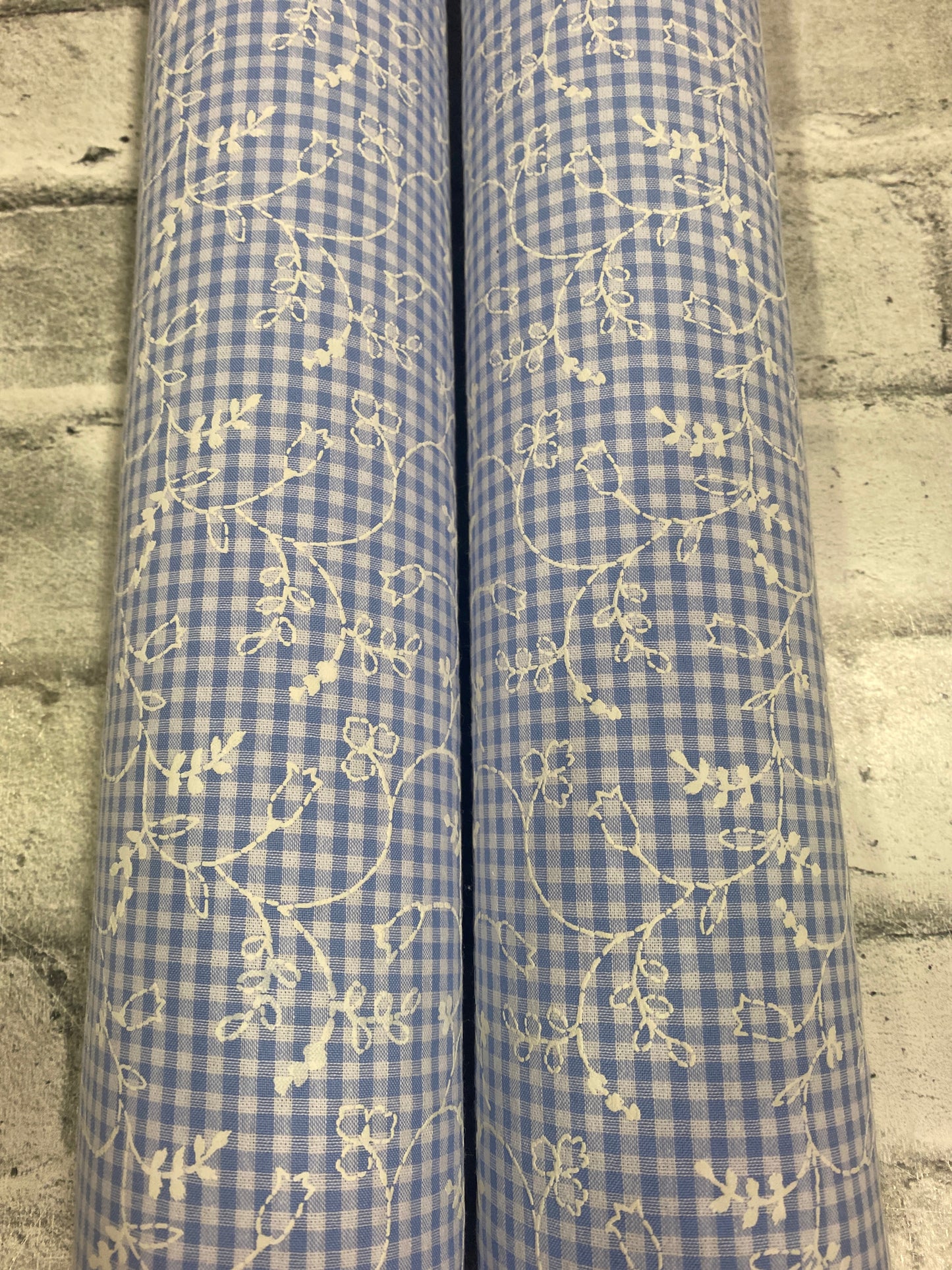 Klip Klop Kreations Boot Buddy - Blue Plaid w/ White Floral Print + Blue Ribbon