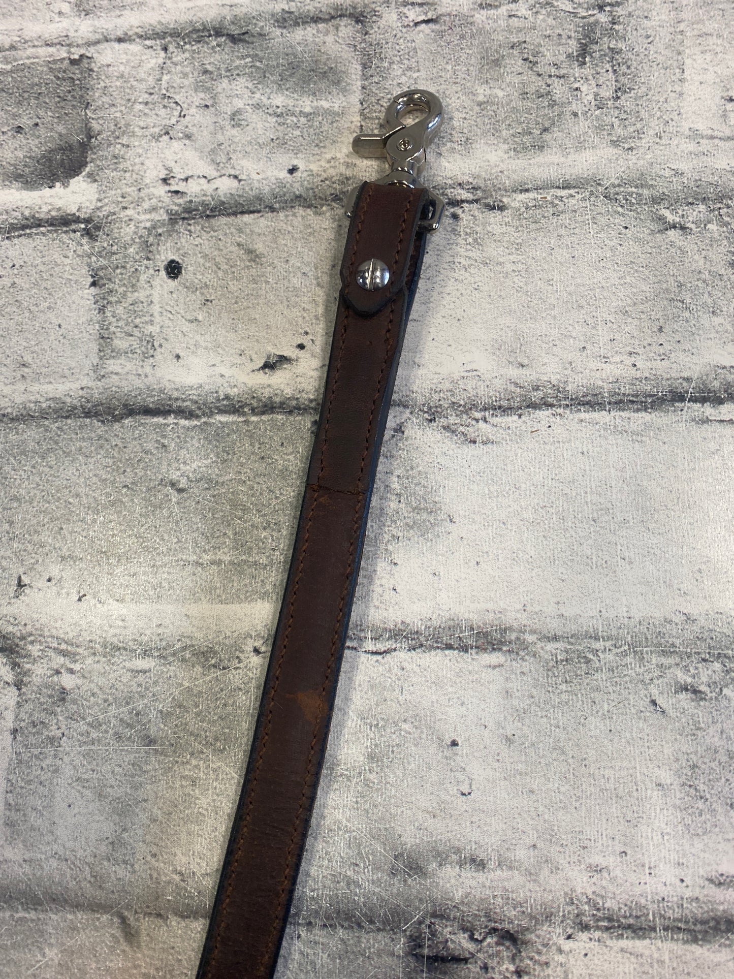 Wide Raised Leather Dog Leash Brown 44-54"