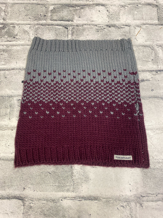 Horsewear Knit Neck Gator Grey & Burgundy