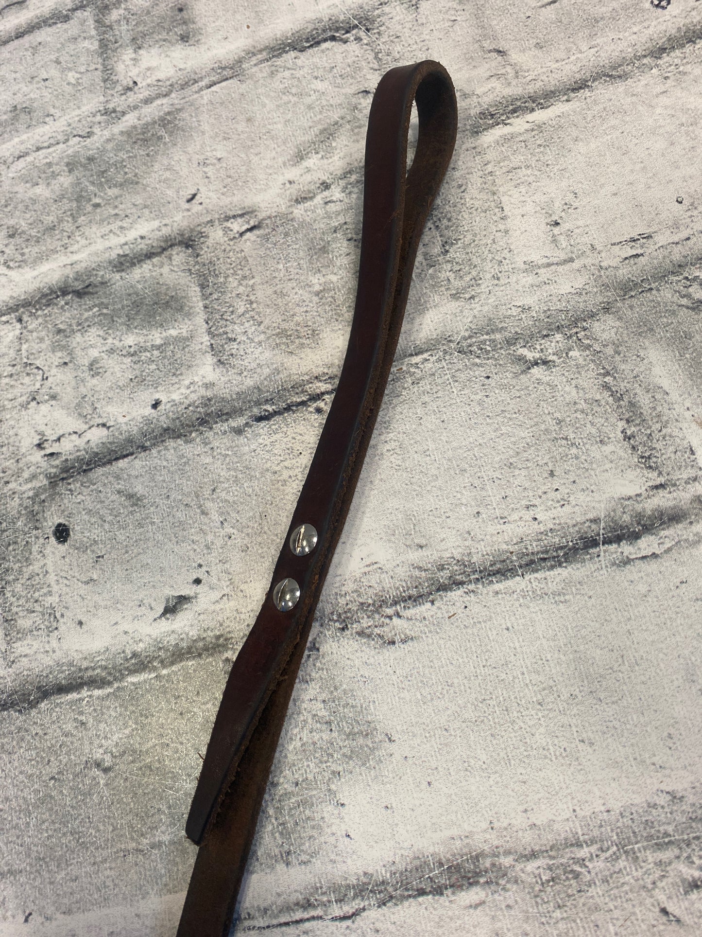 Flat Leather Dog Leash w Chain Brown 62"