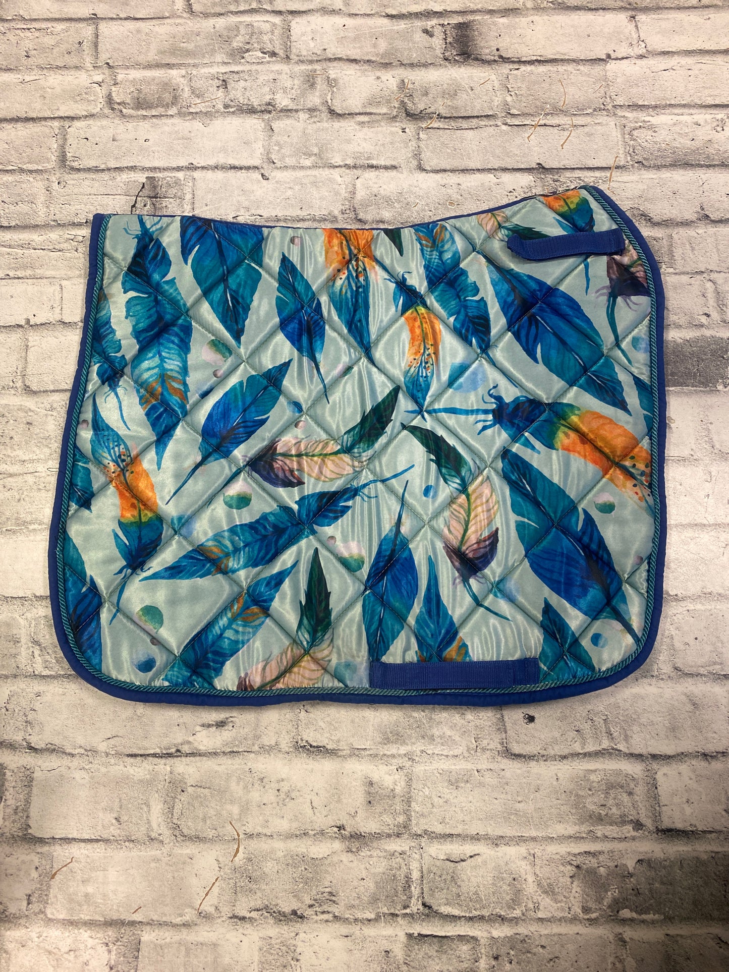 Quilted Dressage Pad Feathers/Blue