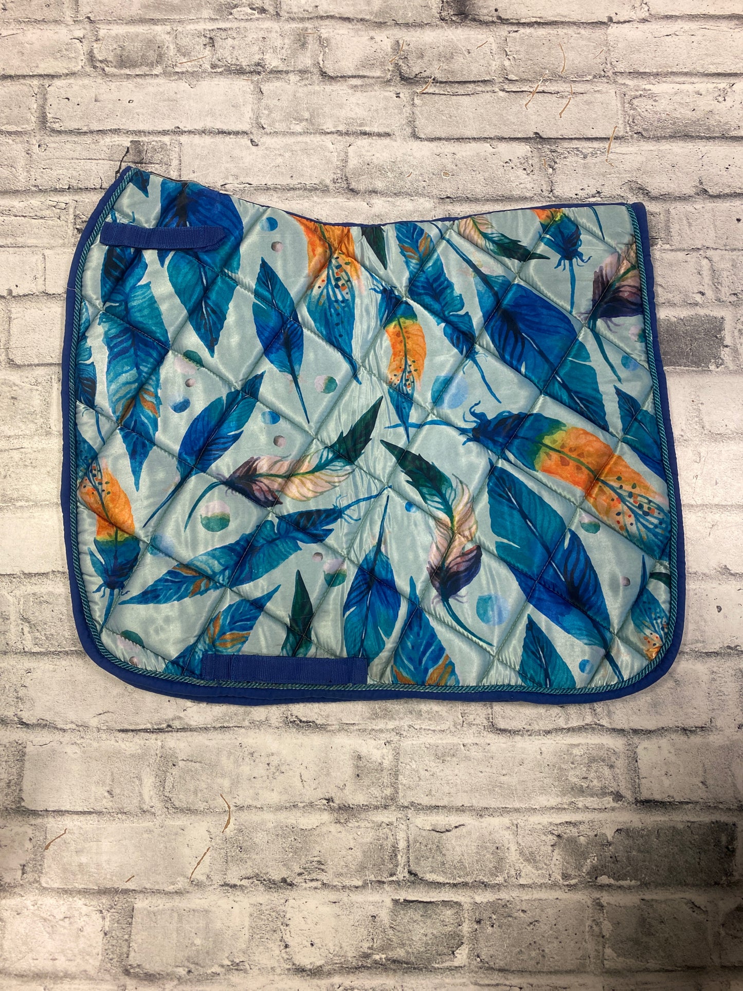 Quilted Dressage Pad Feathers/Blue
