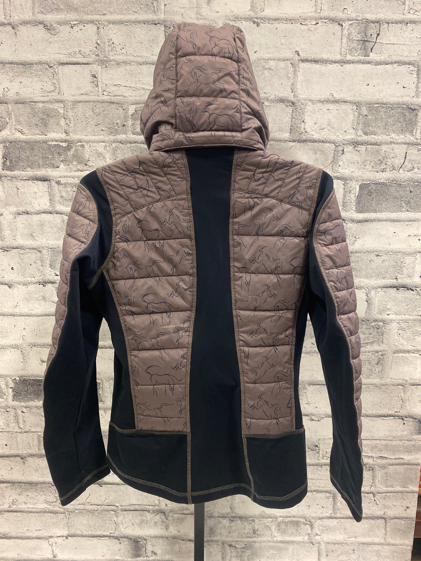 Kerrits Puffer Jacket Brown Horse Print S