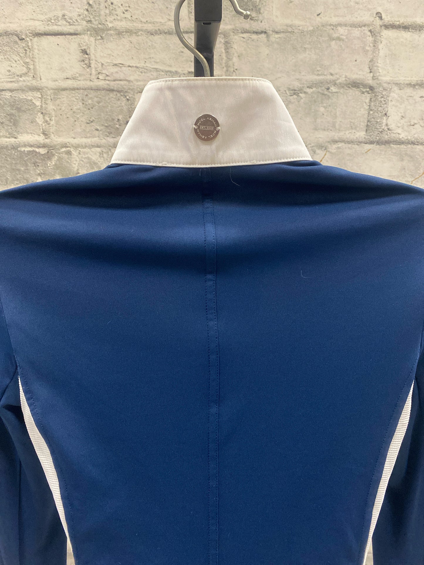 Noel Asmar Zip Up Show Shirt White & Navy XXS