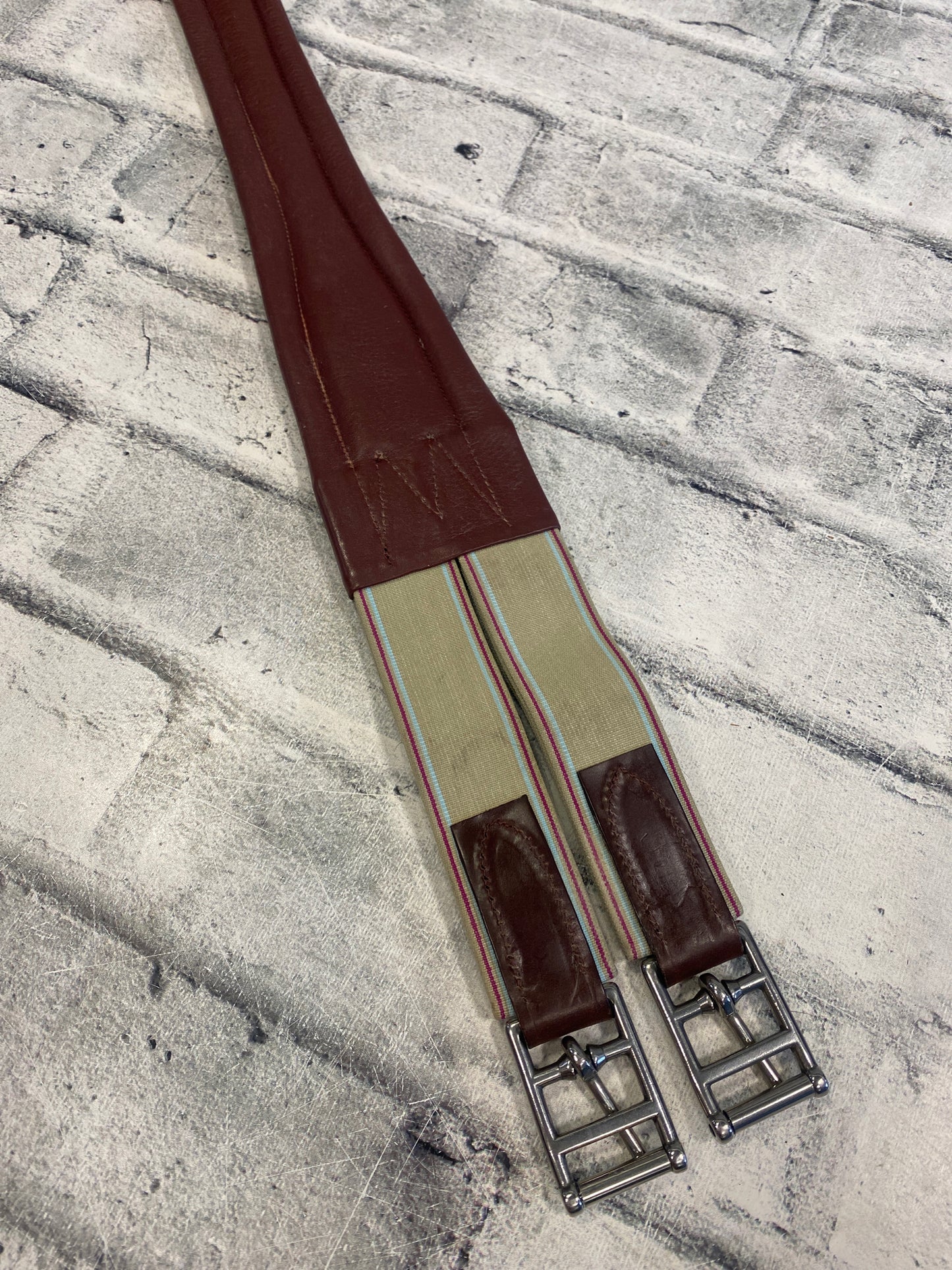 56" Joseph Sterling Leather Girth w One Side Elastic Brown