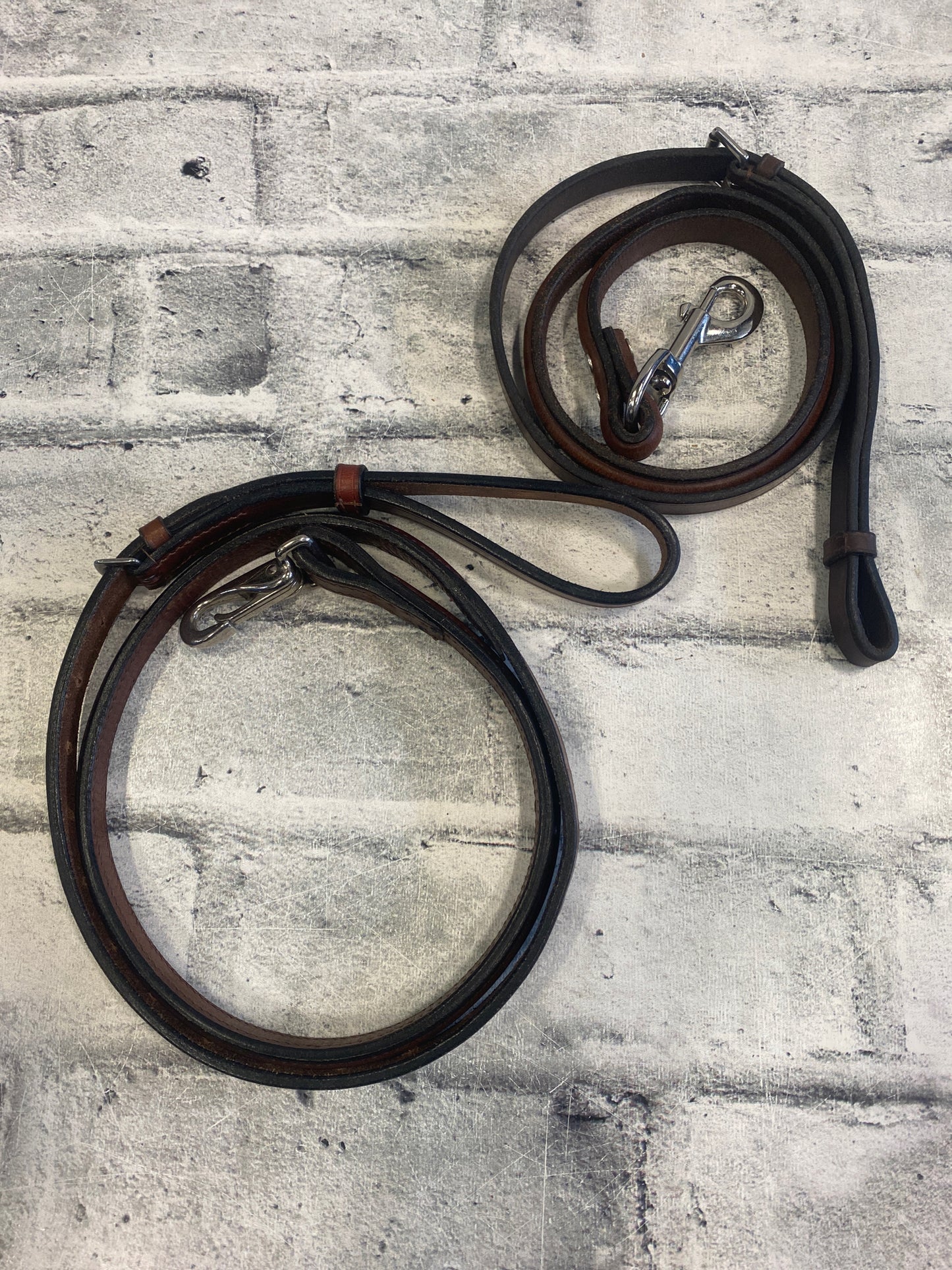 Raised Leather Dog Leash Brown 48-52"