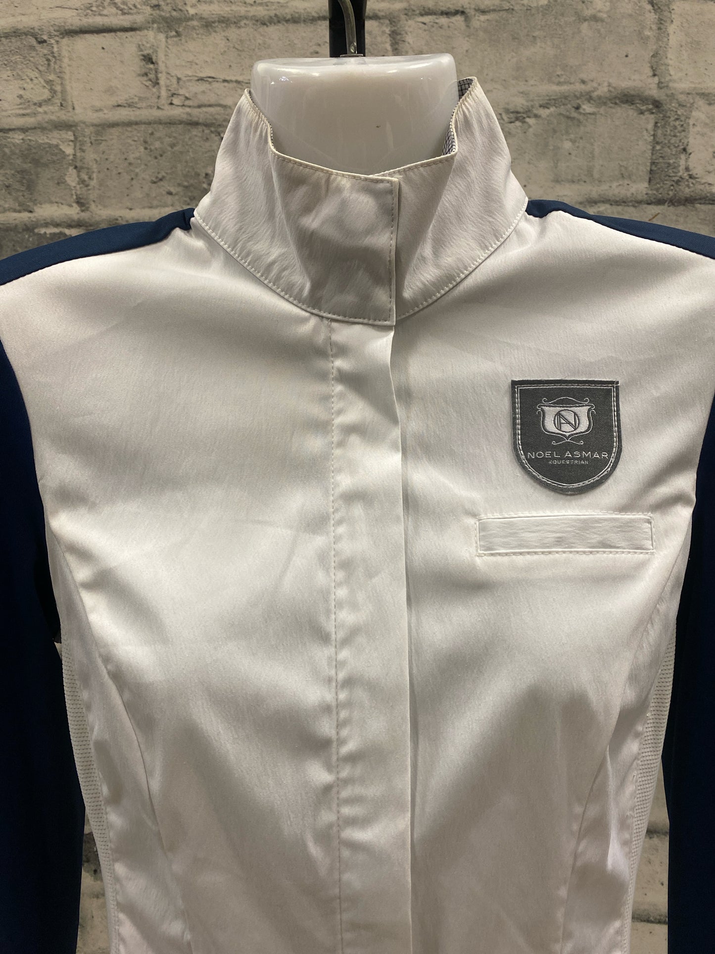 Noel Asmar Zip Up Show Shirt White & Navy XXS