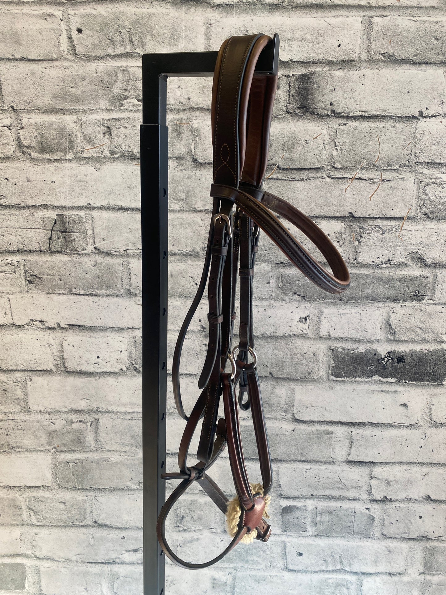 Antares Fancy Stitched Bridle + Noseband Set Brown 2