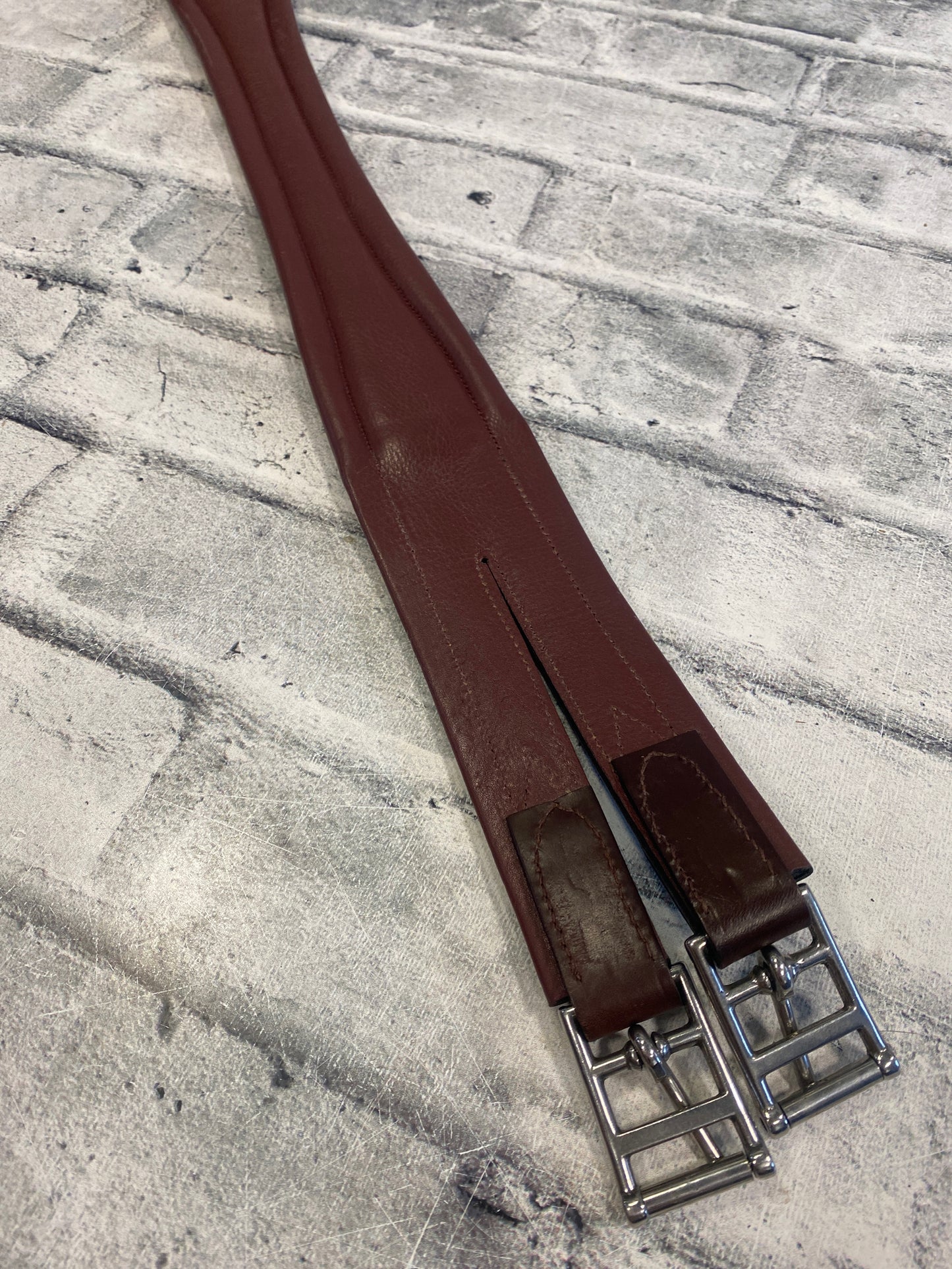 56" Joseph Sterling Leather Girth w One Side Elastic Brown