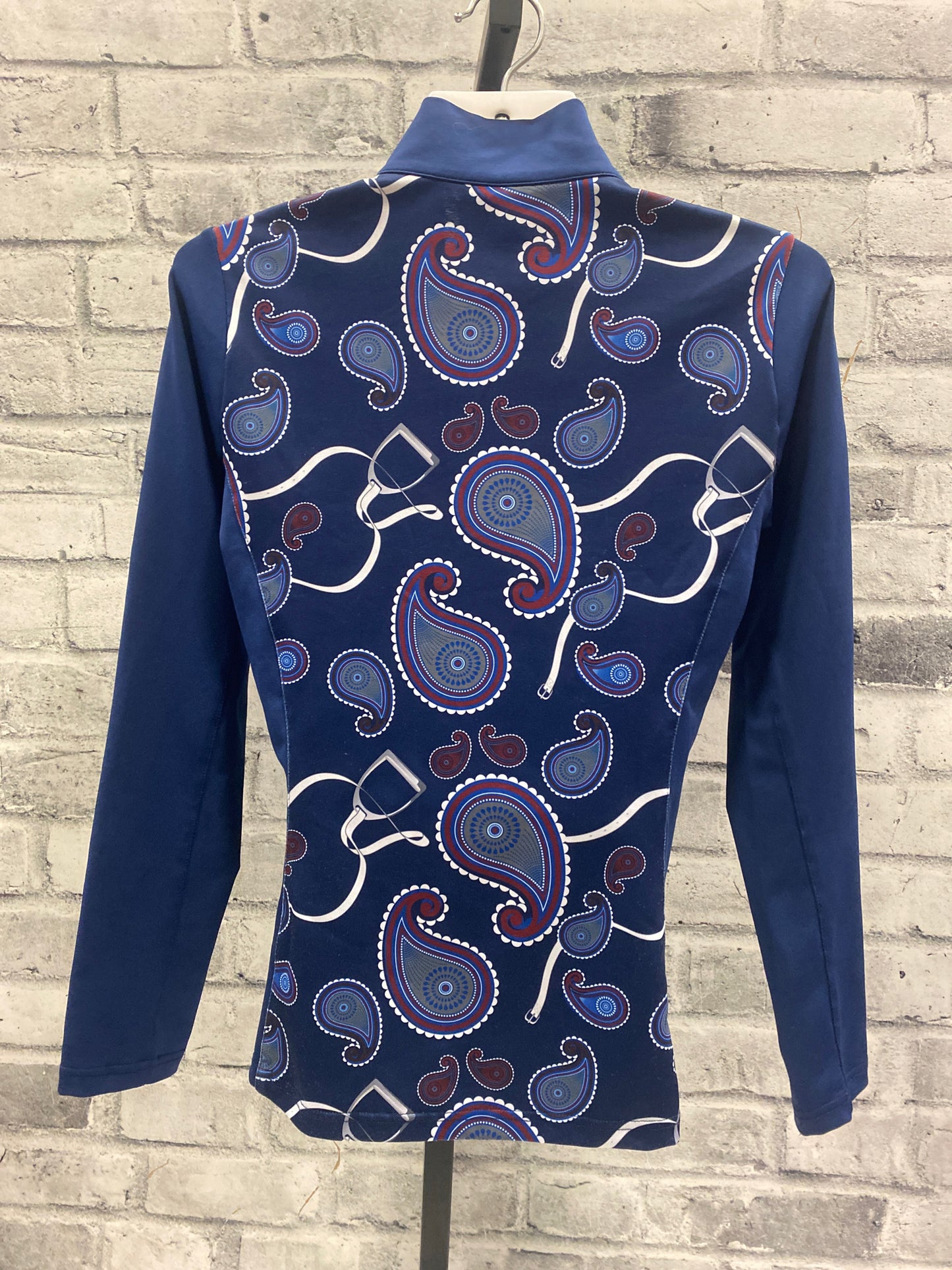 Arista LS 1/4 Zip Navy Paisley S