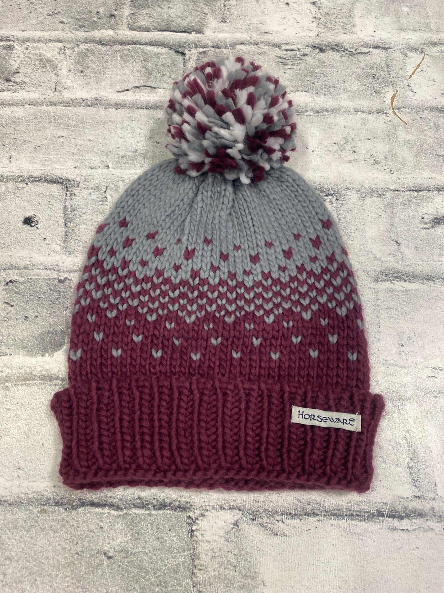 Horsewear Knit Toque Grey & Burgundy