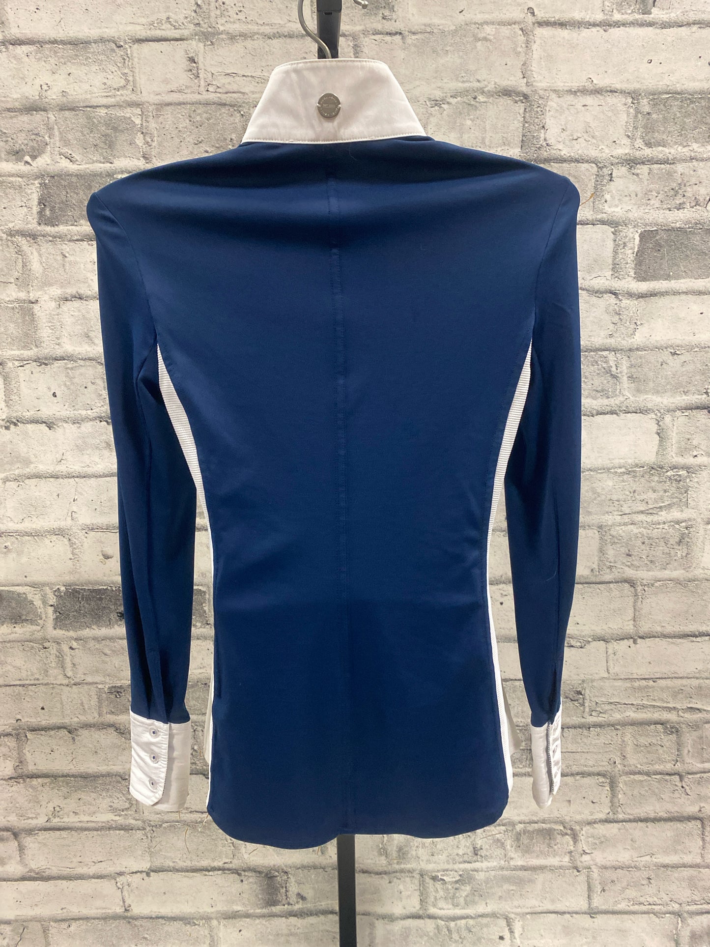 Noel Asmar Zip Up Show Shirt White & Navy XXS